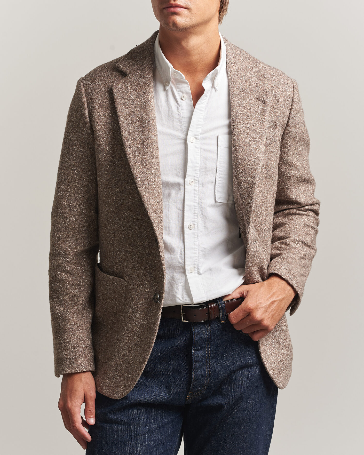 Heren | Blazers | Gant | Wool/Silk Jersey Blazer Clay Beige
