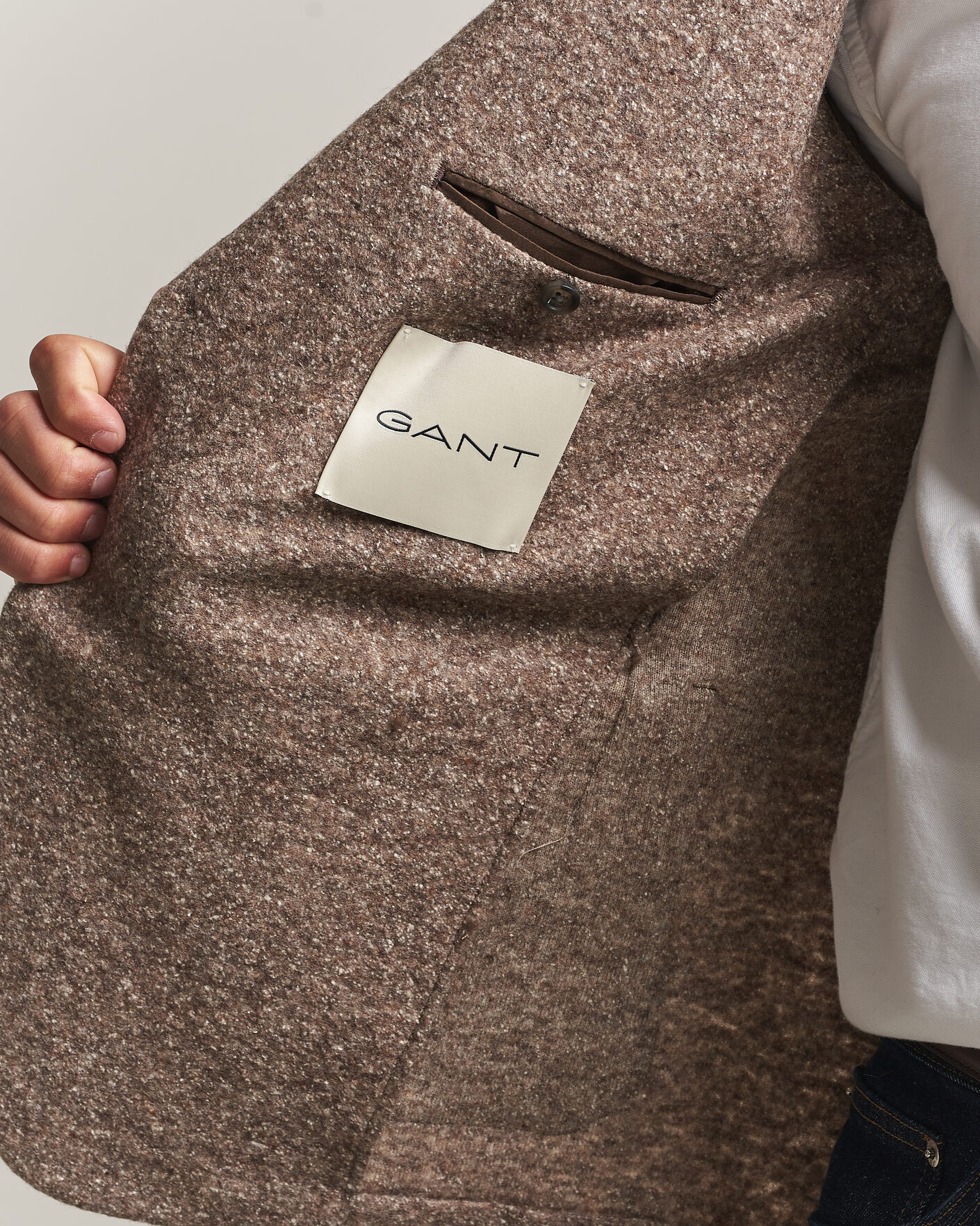 Heren | Blazers | Gant | Wool/Silk Jersey Blazer Clay Beige