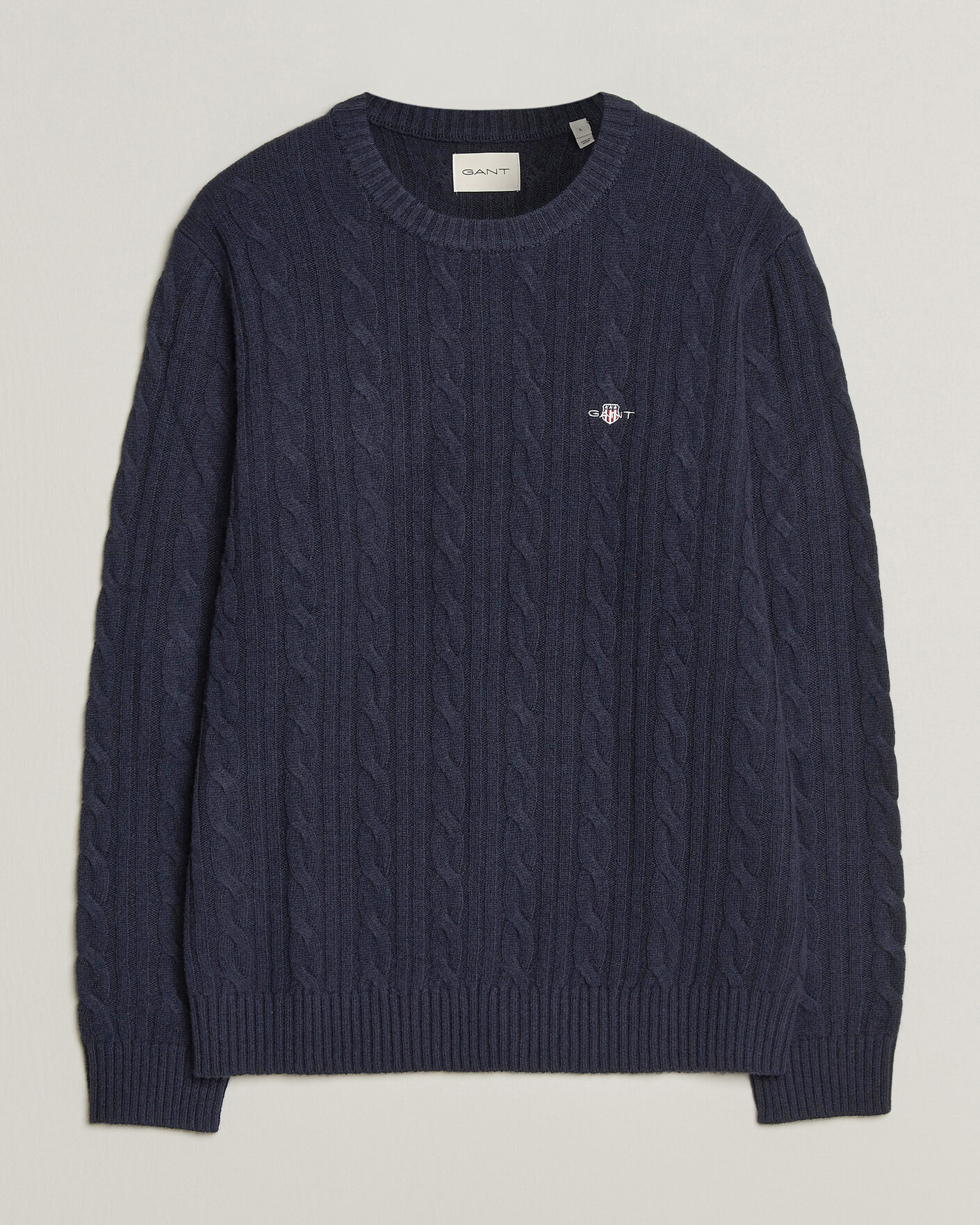 Heren | Truien | Gant | Lambswool Cable Crew Neck Evening Blue