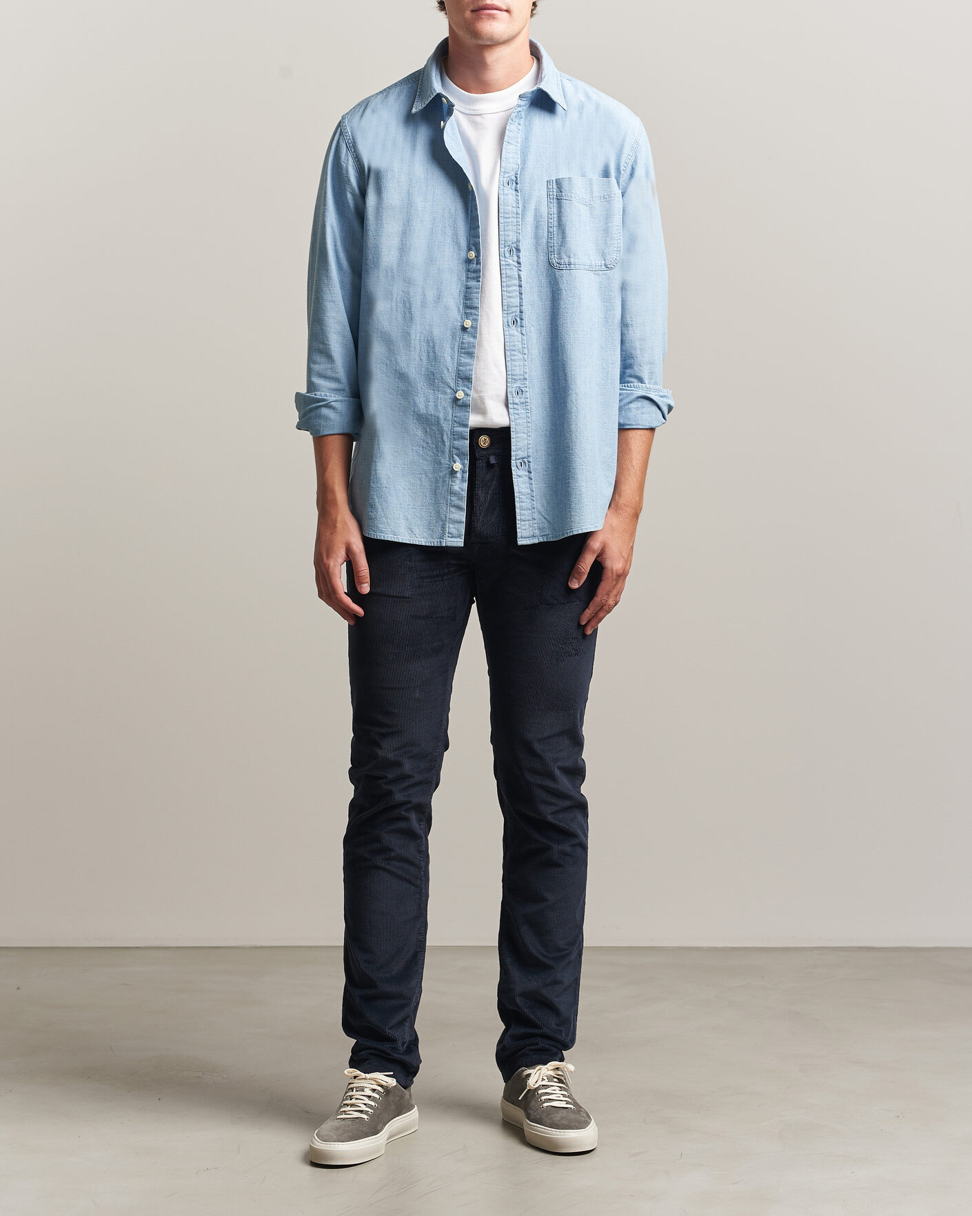 Heren | Broeken | Jacob Cohën | Bard 5-Pocket Medium Corduroy Trousers Navy