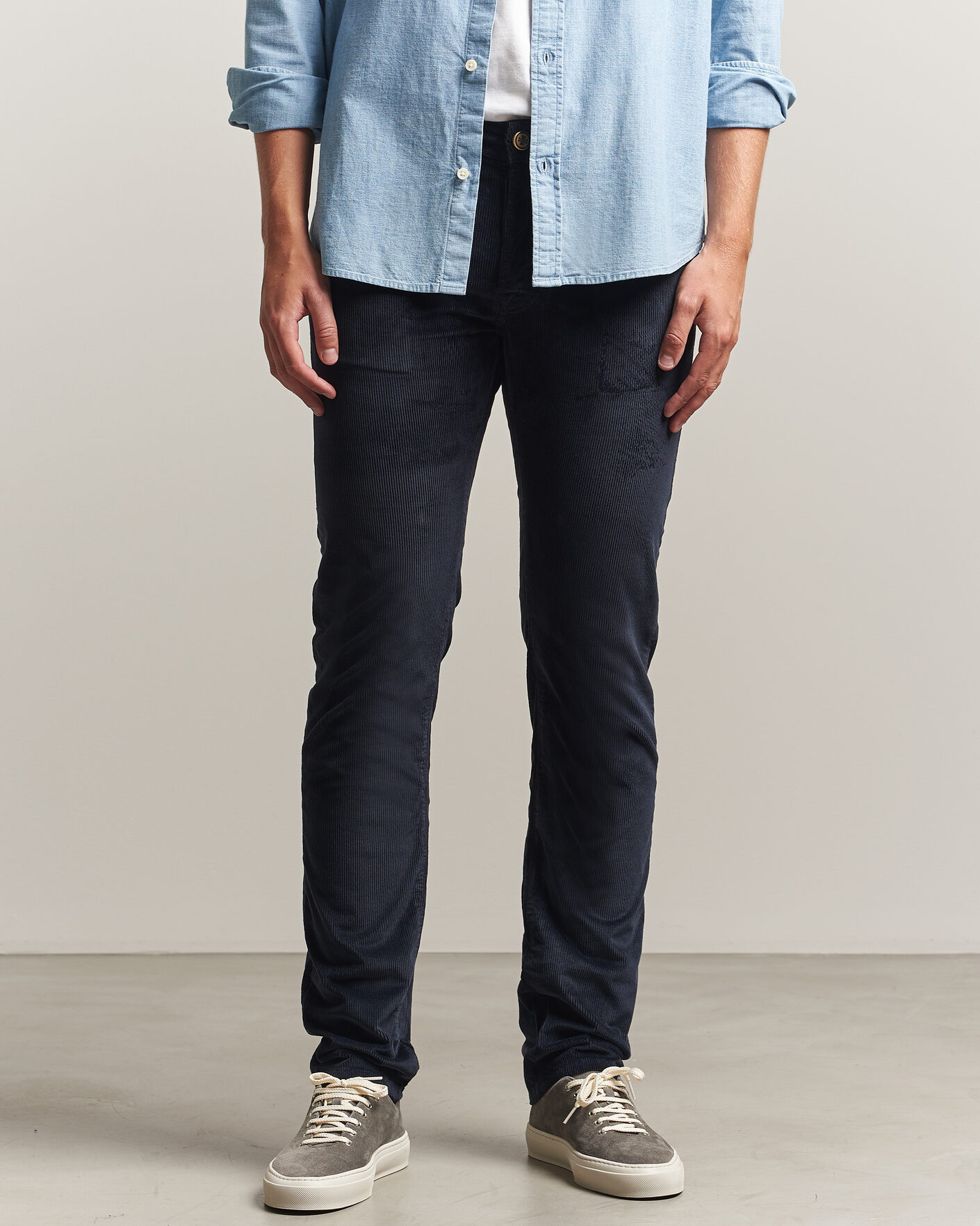 Heren | Broeken | Jacob Cohën | Bard 5-Pocket Medium Corduroy Trousers Navy