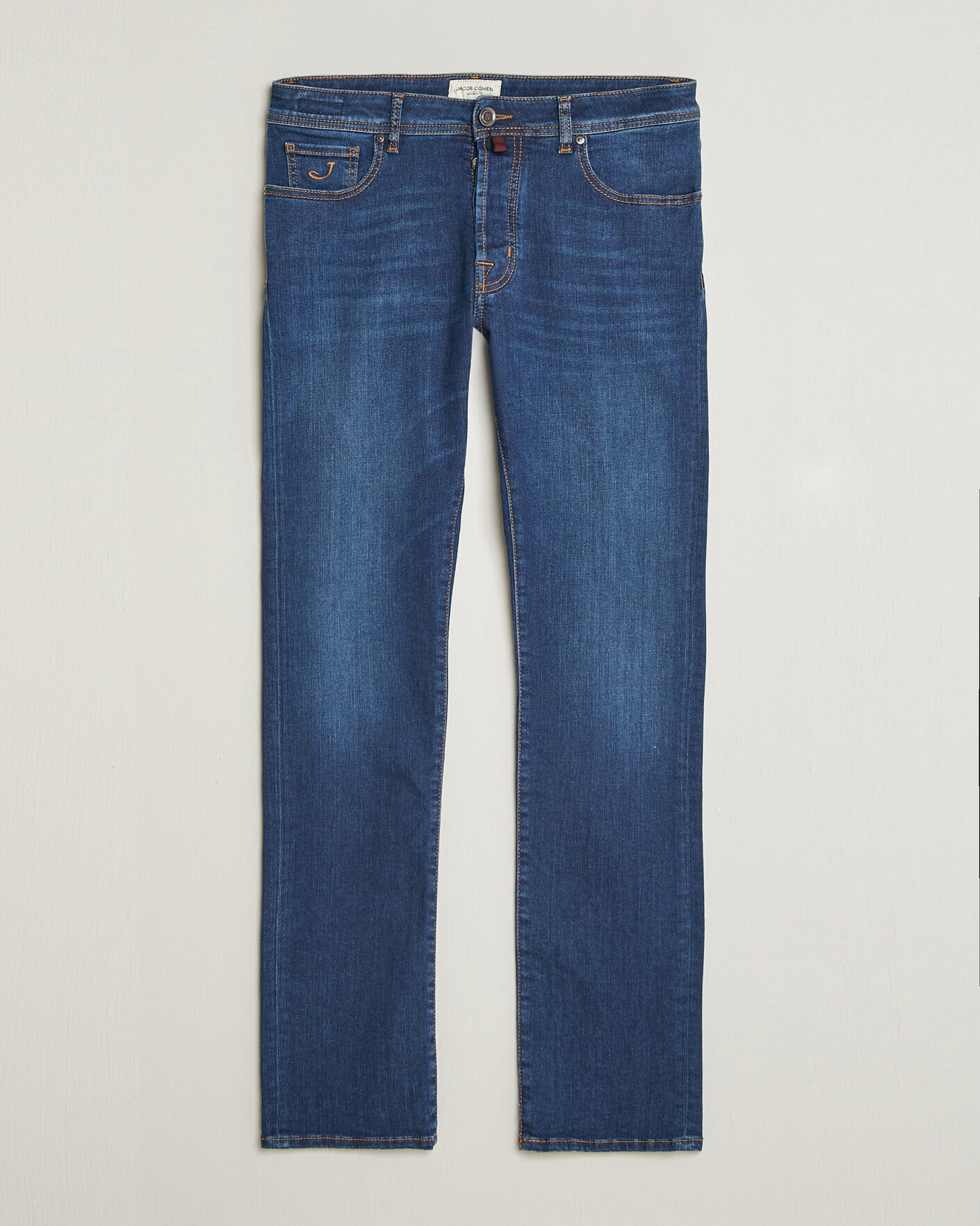 Heren | Jeans | Jacob Cohën | Bard Slim Fit Vintage Wash Stretch Jeans Mid Blue