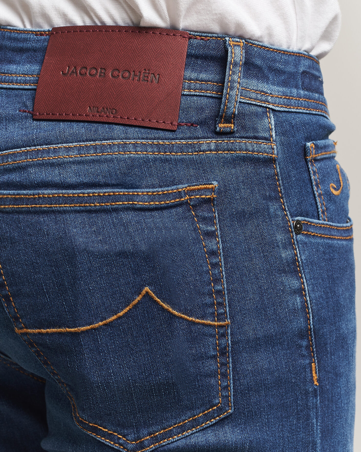 Heren | Jeans | Jacob Cohën | Bard Slim Fit Vintage Wash Stretch Jeans Mid Blue