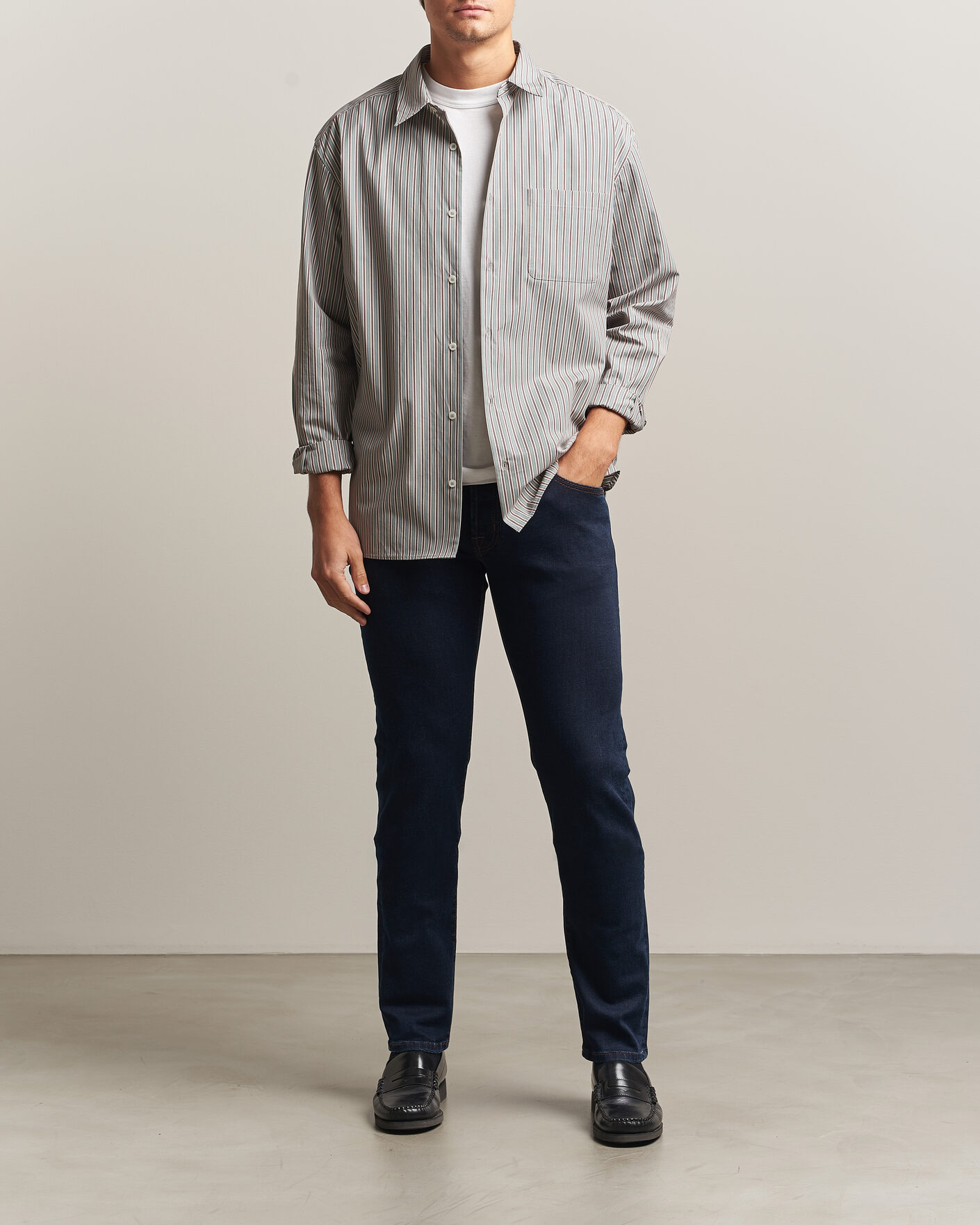 Heren | Jeans | Jacob Cohën | Nick Slim Fit Rinse Wash Stretch Jeans Dark Blue