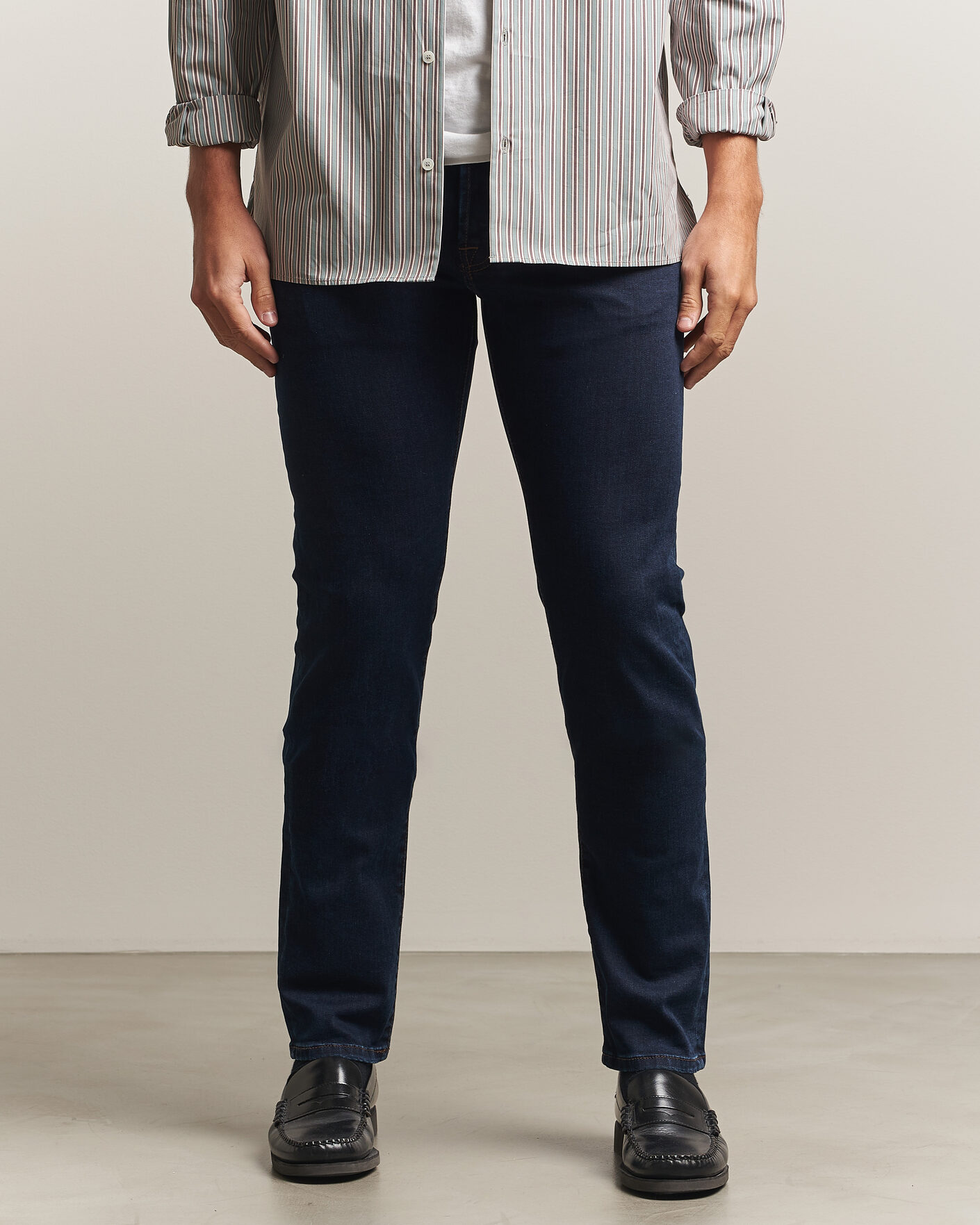 Heren | Jeans | Jacob Cohën | Nick Slim Fit Rinse Wash Stretch Jeans Dark Blue