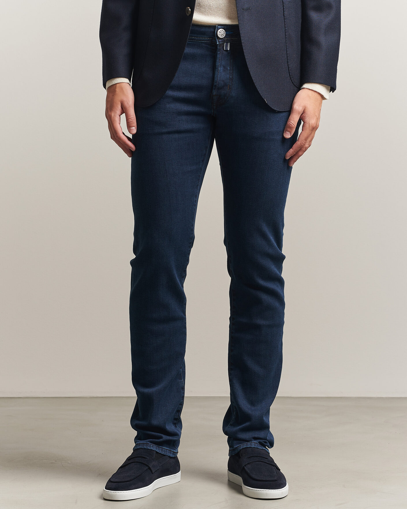 Heren | Jeans | Jacob Cohën | Nick Slim Fit Washed Stretch Jeans Dark Blue