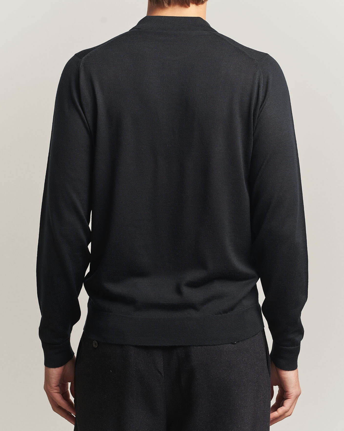 Heren | Truien | John Smedley | Belper Extra Fine Merino Polo Pullover Black
