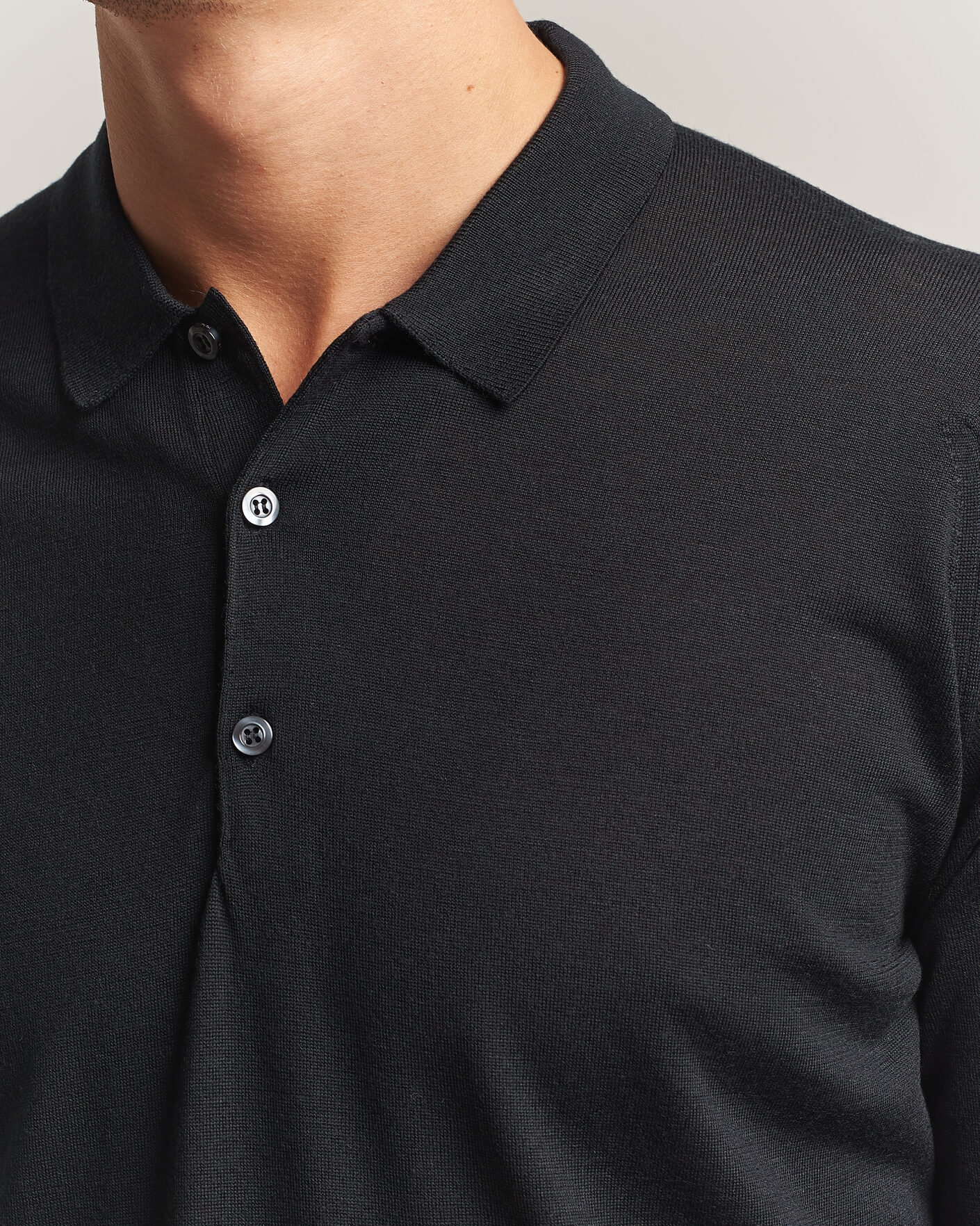 Heren | Truien | John Smedley | Belper Extra Fine Merino Polo Pullover Black