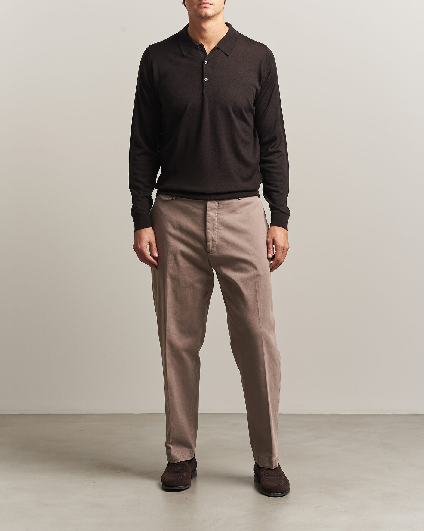 Heren | Truien | John Smedley | Belper Extra Fine Merino Polo Pullover Faulkner Brown