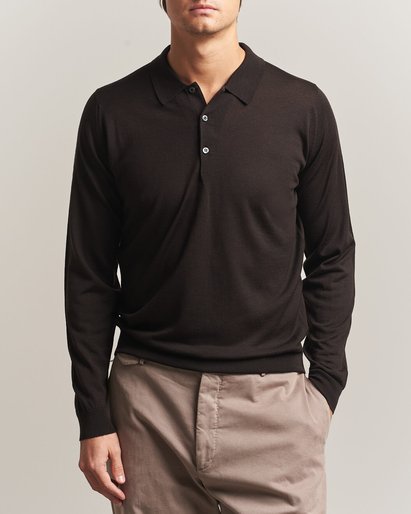 Heren | Truien | John Smedley | Belper Extra Fine Merino Polo Pullover Faulkner Brown