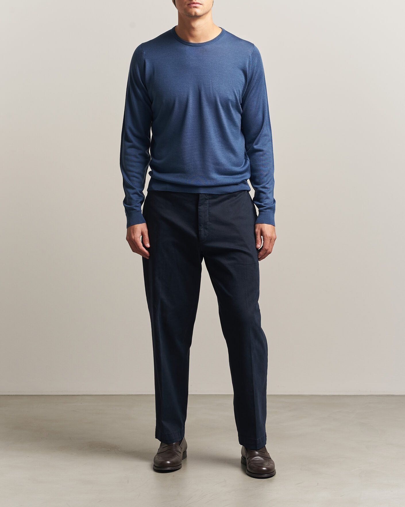 Heren | Truien | John Smedley | Lundy Extra Fine Merino Crew Neck Teal Firth