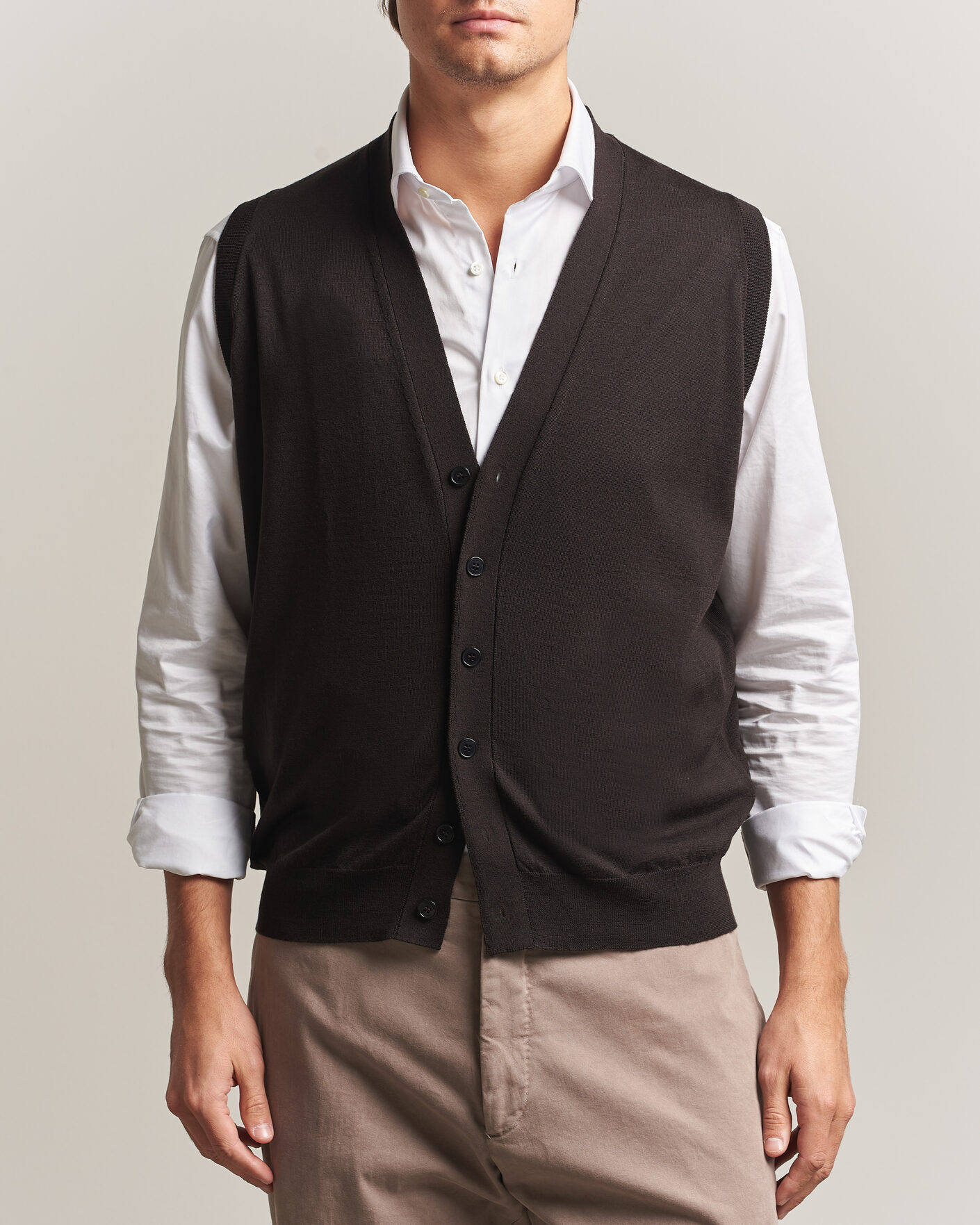 Heren | Truien | John Smedley | Bolton Extra Fine Merino Waistcoat Faulkner Brown