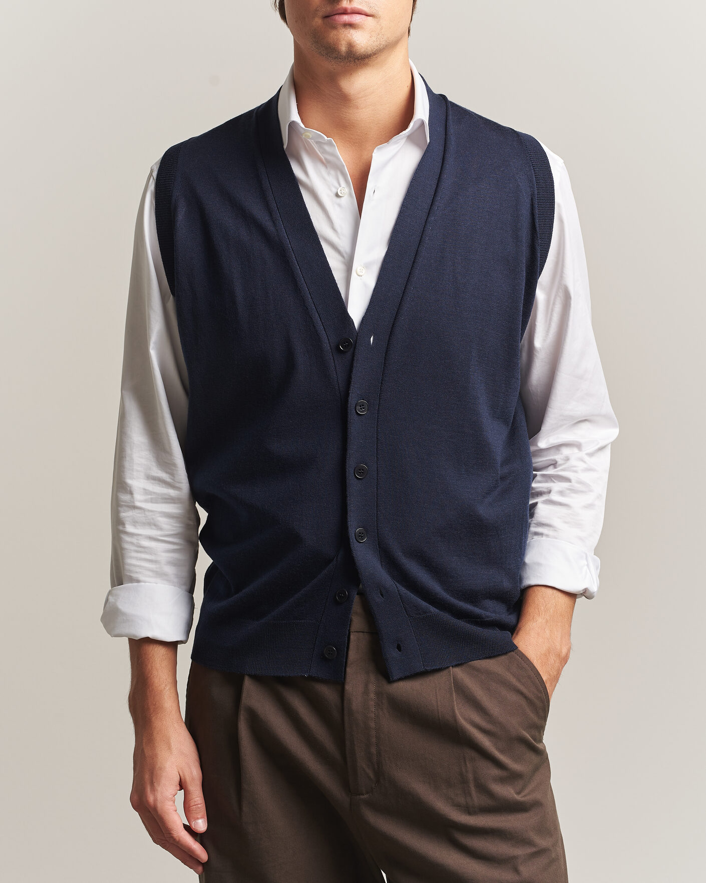 Heren | Truien | John Smedley | Bolton Extra Fine Merino Waistcoat Midnight
