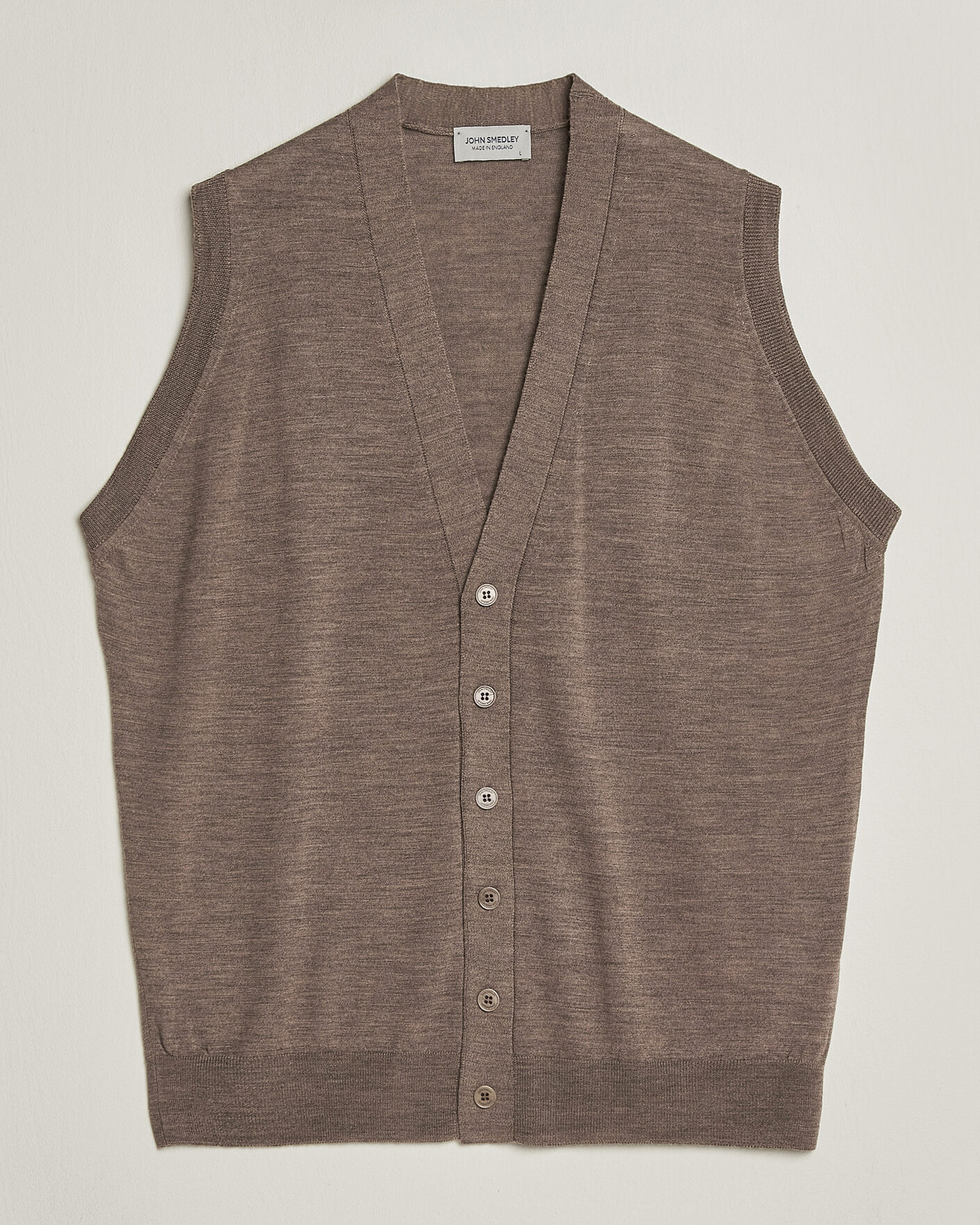 Heren | Truien | John Smedley | Bolton Extra Fine Merino Waistcoat Mushroom Brown