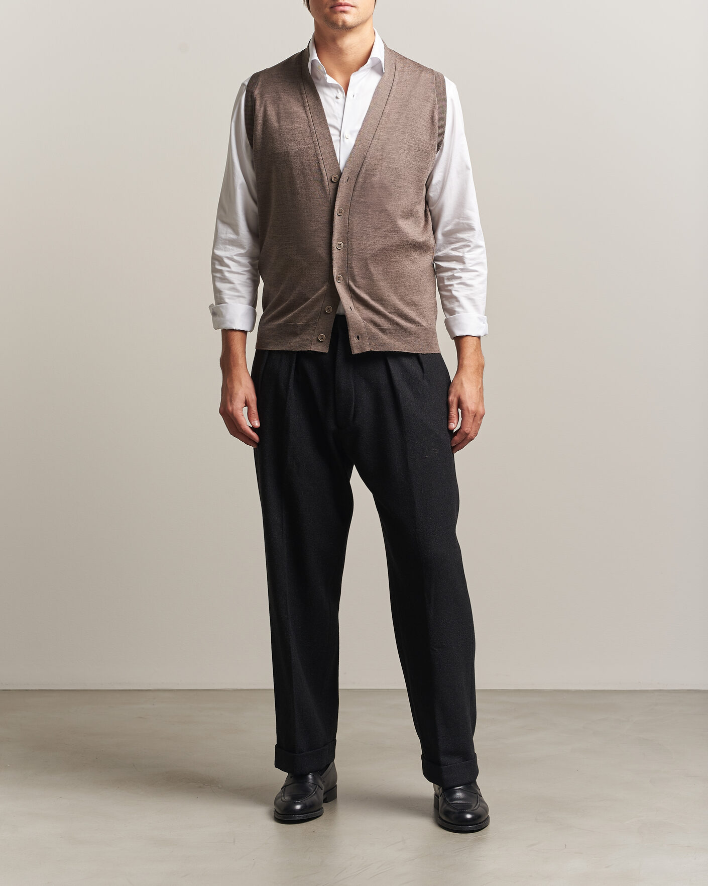 Heren | Truien | John Smedley | Bolton Extra Fine Merino Waistcoat Mushroom Brown