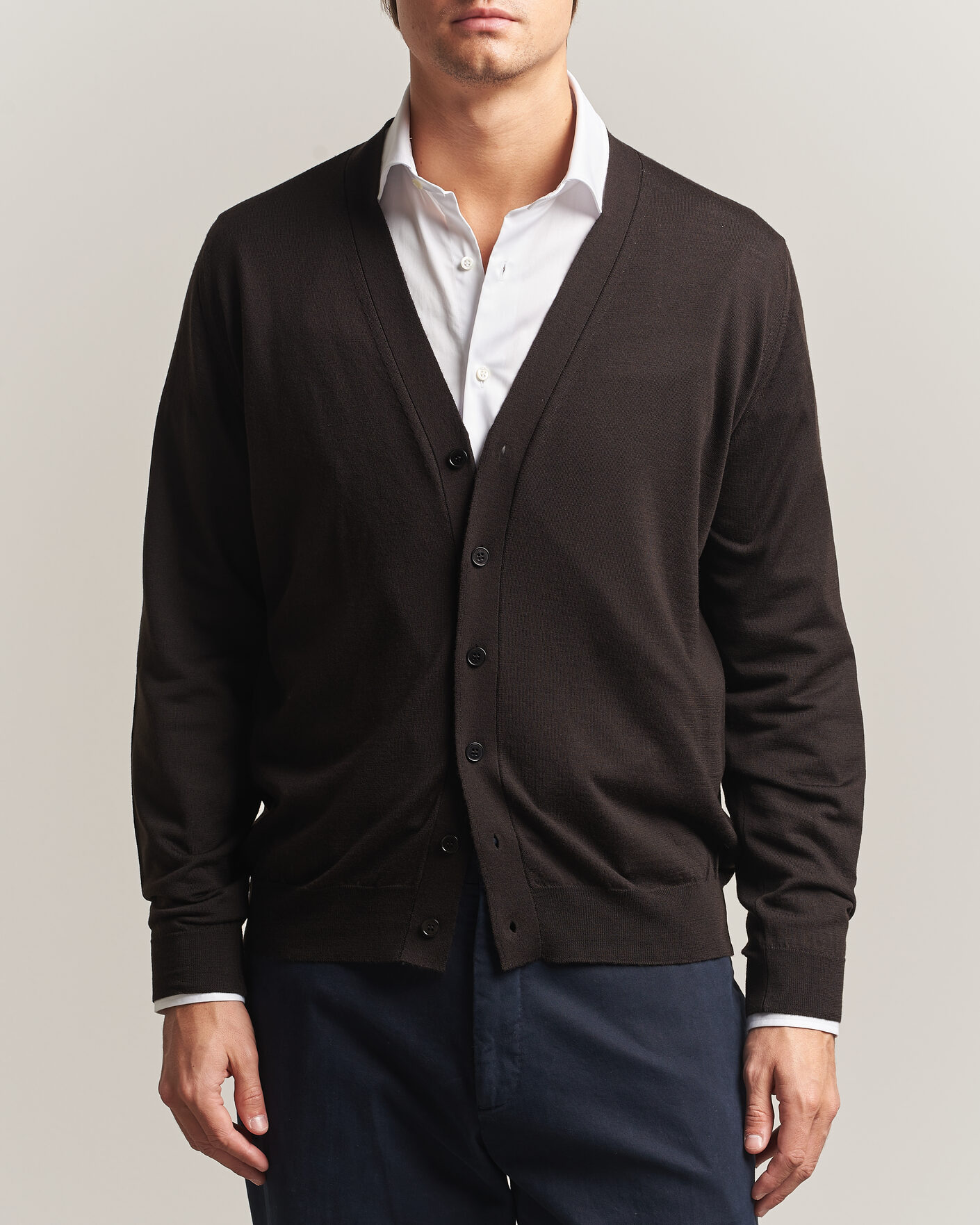 Heren | Truien | John Smedley | Bradrick Extra Fine Merino Cardigan Faulkner Brown
