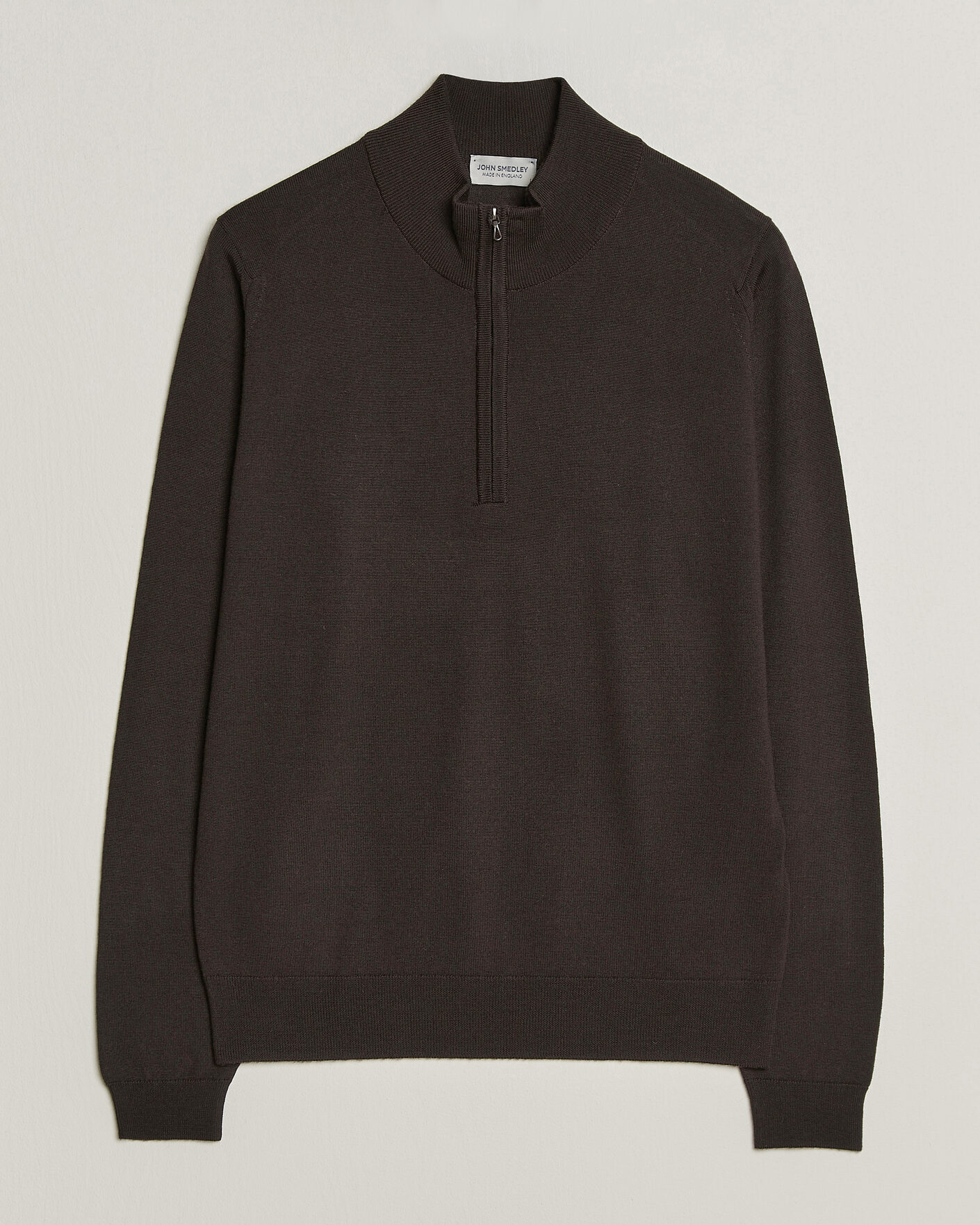 Heren | Truien | John Smedley | Tapton Extra Fine Merino Half Zip Faulkner Brown