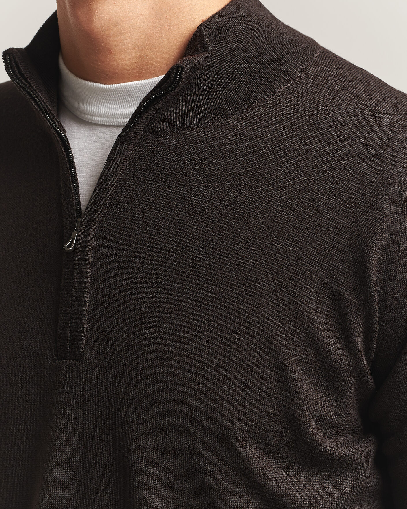 Heren | Truien | John Smedley | Tapton Extra Fine Merino Half Zip Faulkner Brown