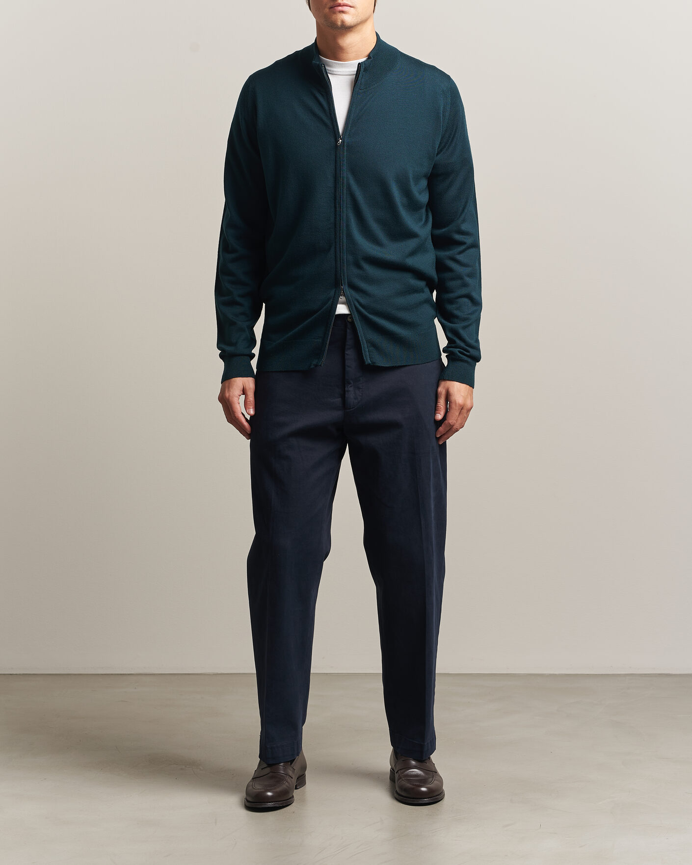 Heren | Truien | John Smedley | Claygate Extra Fine Merino Full Zip Richardson Green