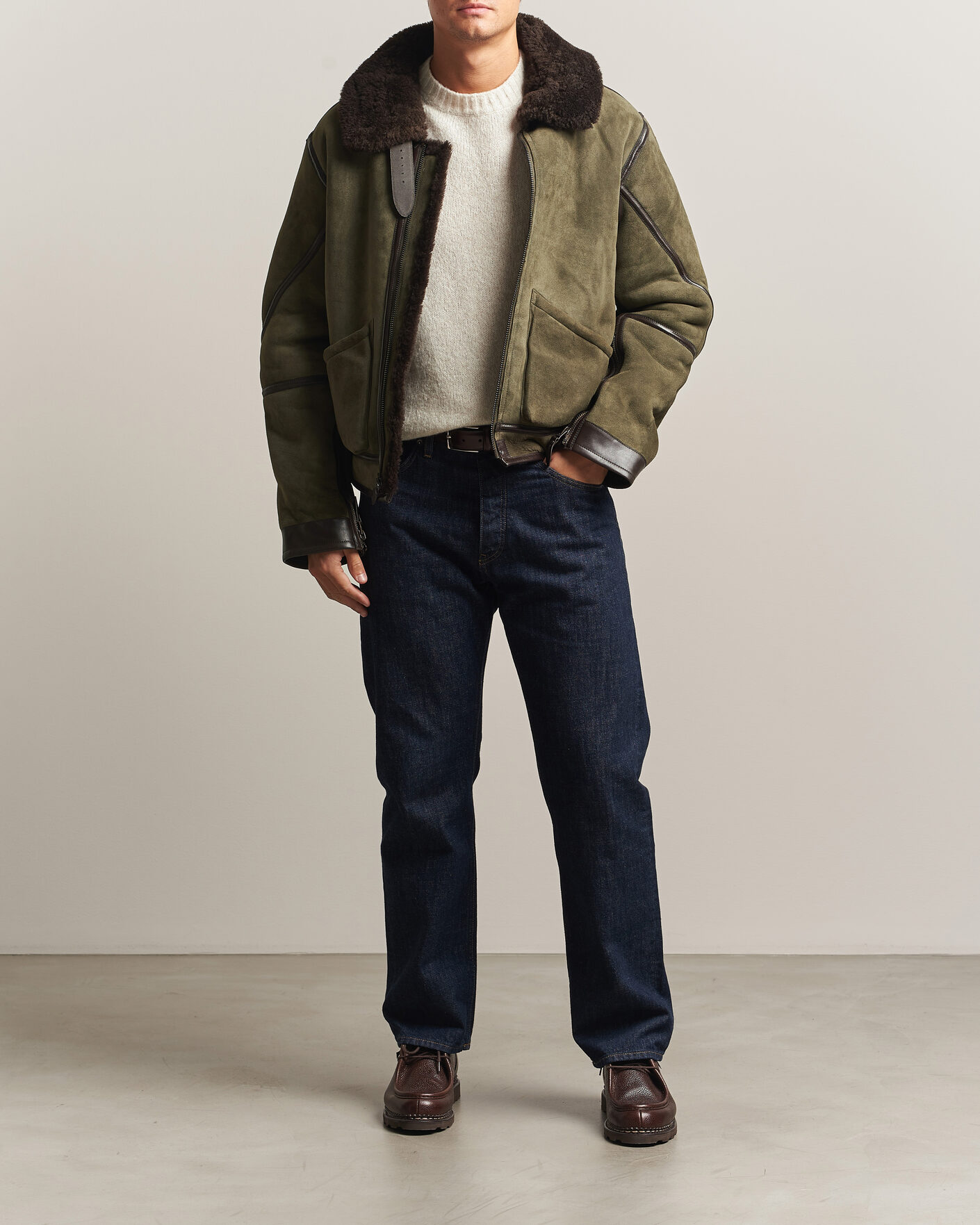 Heren | Jassen | Polo Ralph Lauren | Suede Leather Flight Jacket Myrtle Green