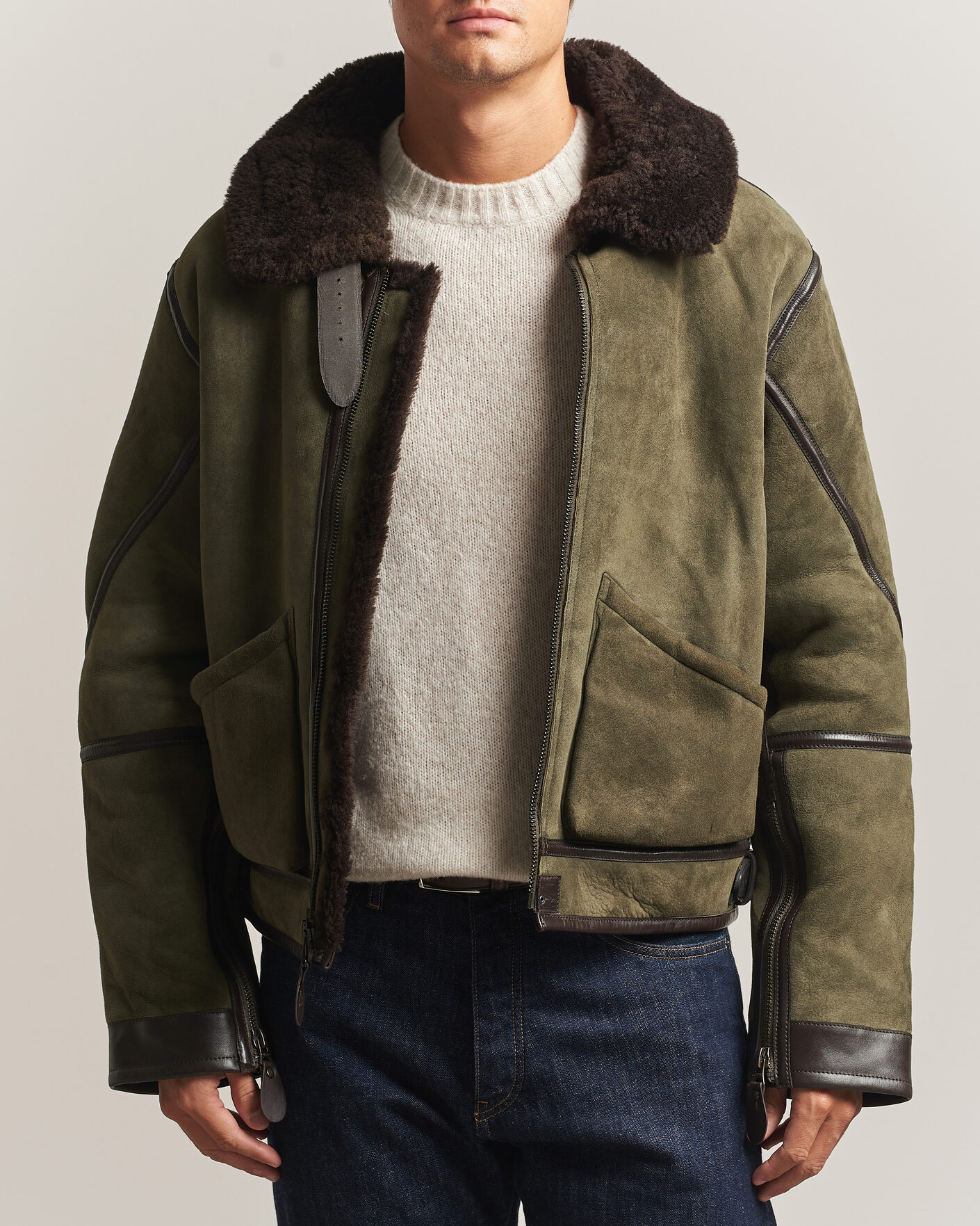 Heren | Jassen | Polo Ralph Lauren | Suede Leather Flight Jacket Myrtle Green