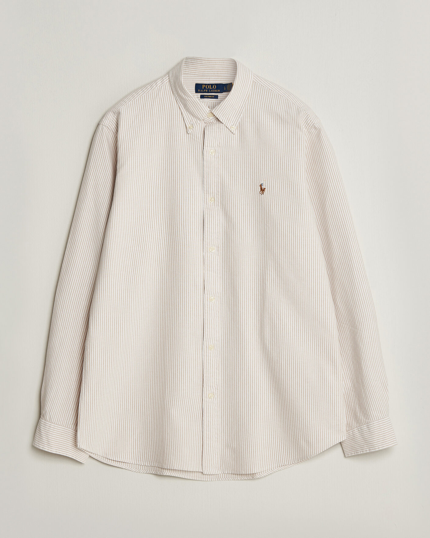Heren | Overhemden | Polo Ralph Lauren | Custom Fit Striped Oxford Shirt Camel/White