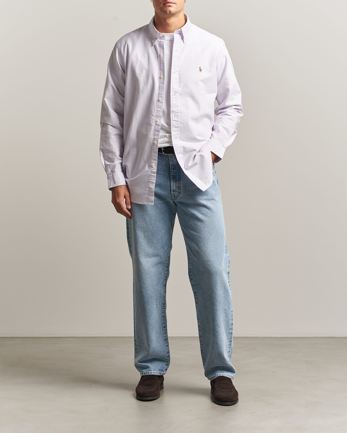 Heren | Overhemden | Polo Ralph Lauren | Custom Fit Striped Oxford Shirt Lilac/White