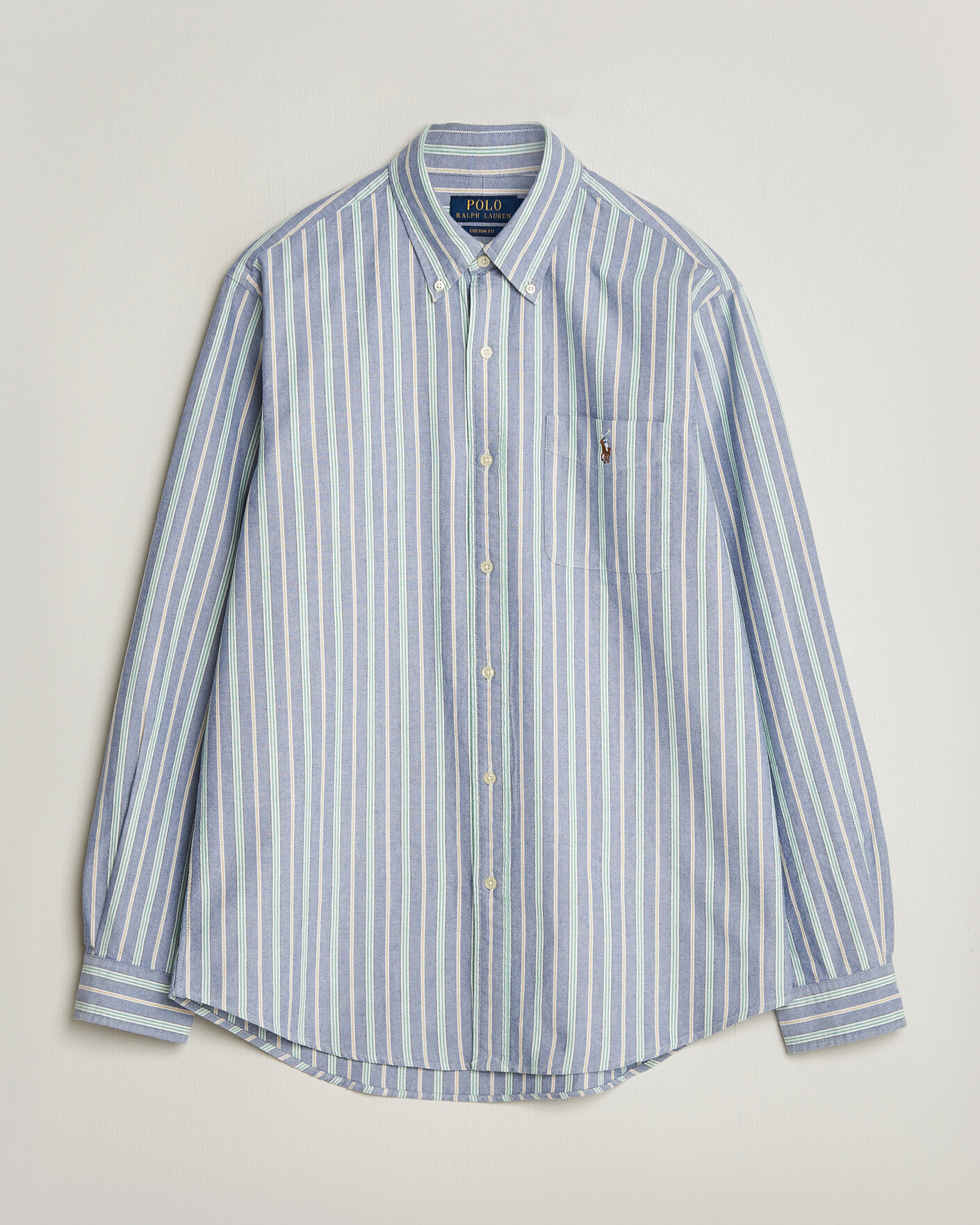 Heren | Overhemden | Polo Ralph Lauren | Custom Fit Striped Pocket Oxford Shirt Navy/Yellow