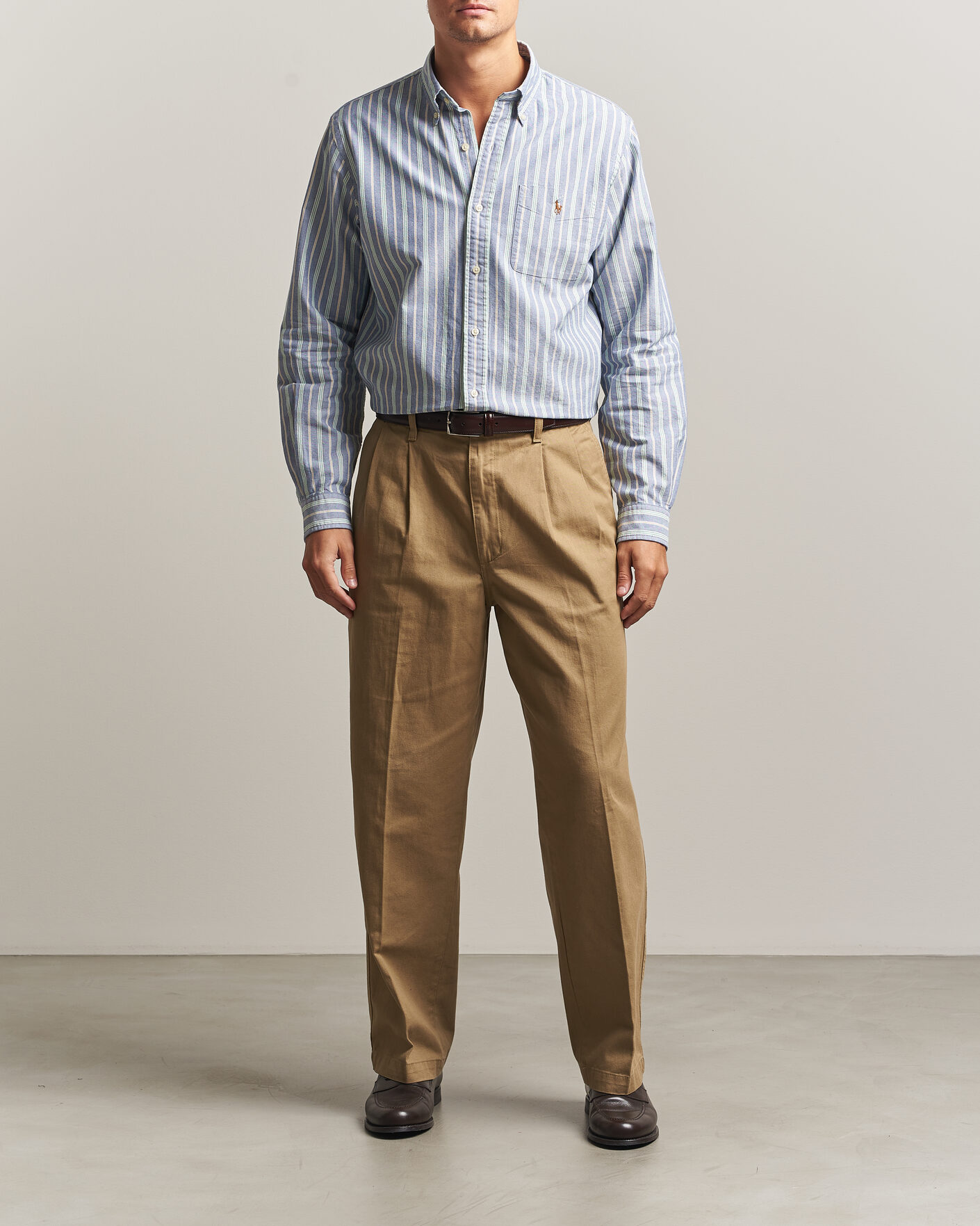 Heren | Overhemden | Polo Ralph Lauren | Custom Fit Striped Pocket Oxford Shirt Navy/Yellow