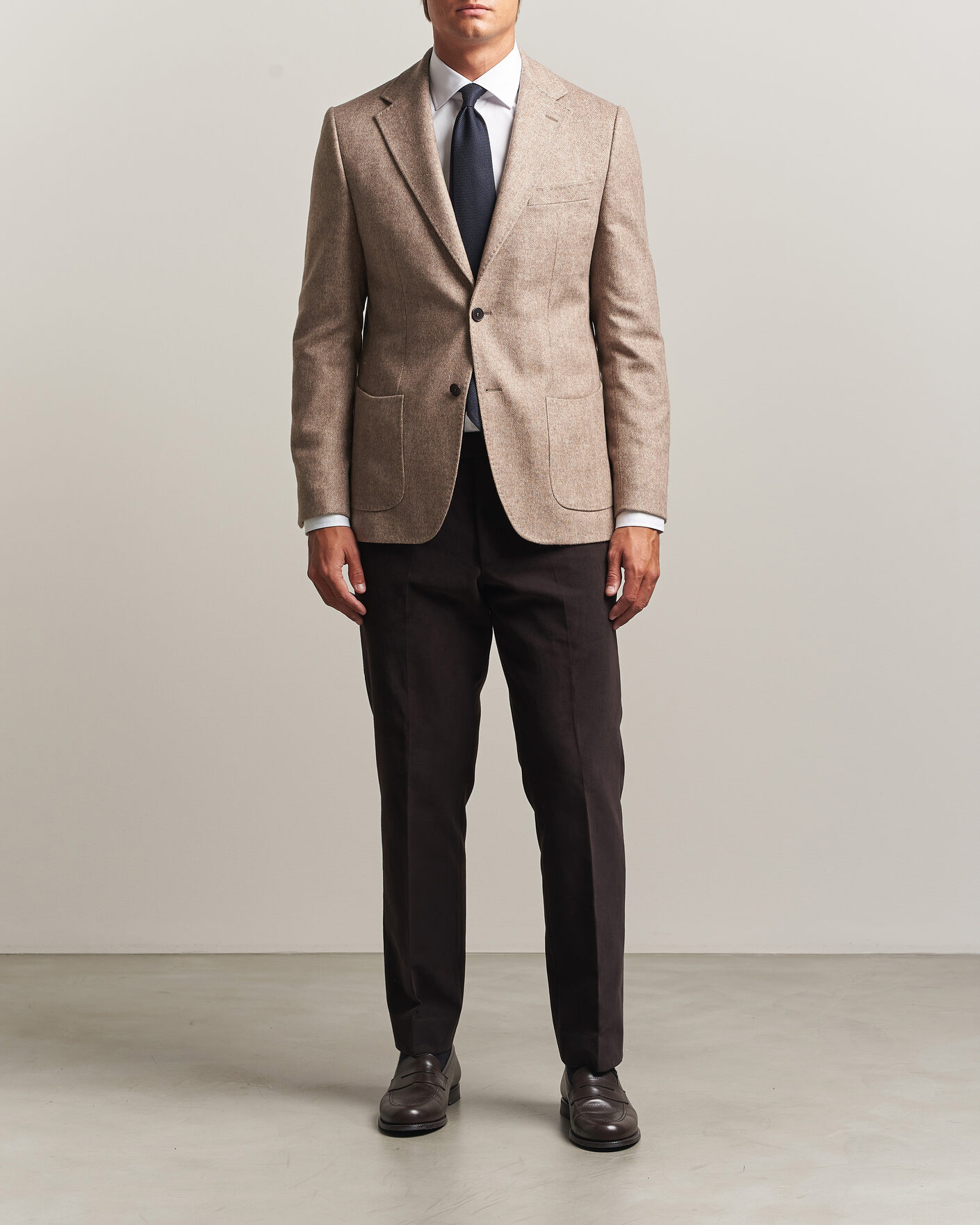Heren | Blazers | Morris | Soft Herringbone Blazer Khaki