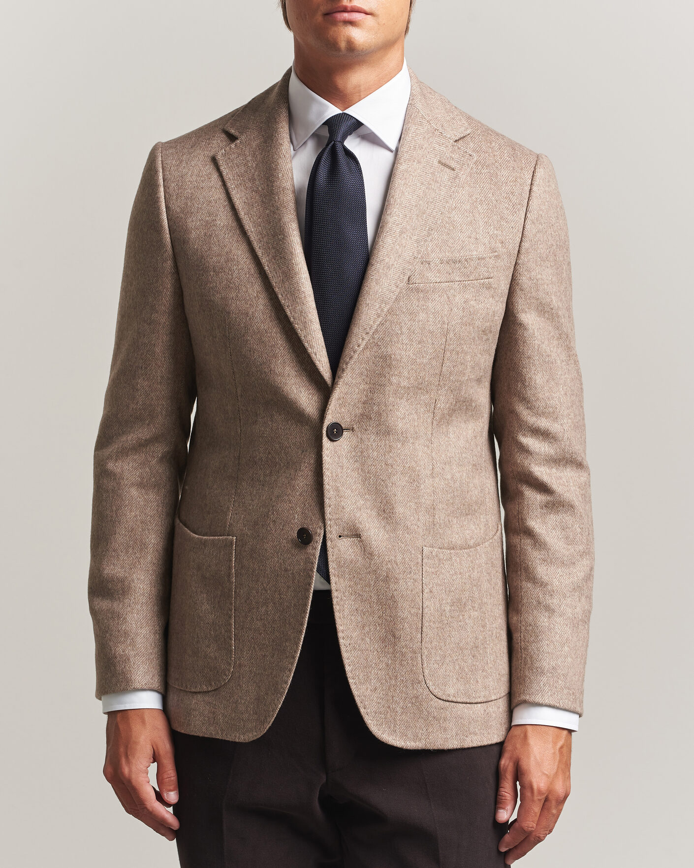 Heren | Blazers | Morris | Soft Herringbone Blazer Khaki