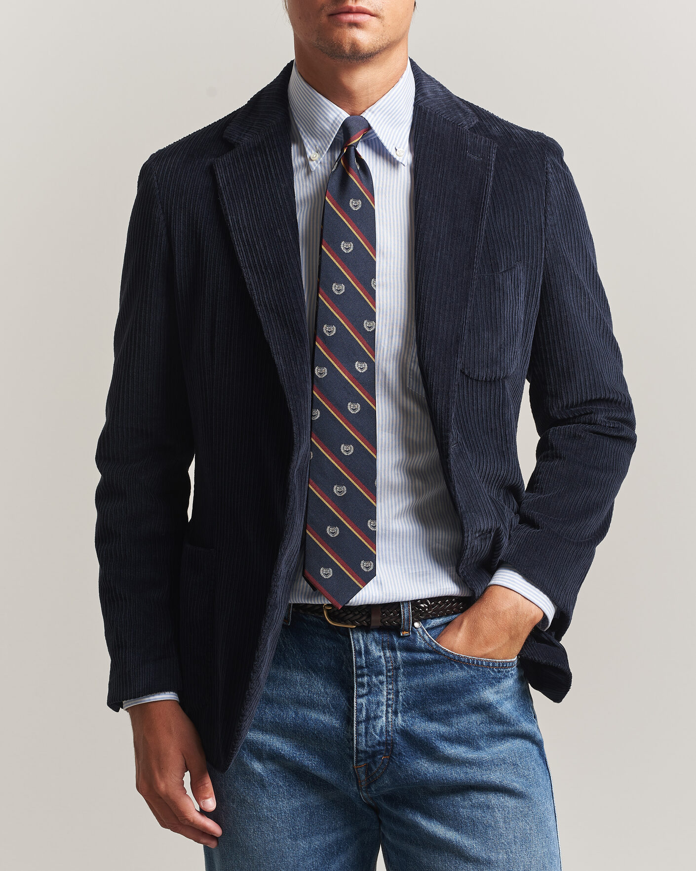 Heren | Blazers | Morris | Washed Cord Blazer Navy