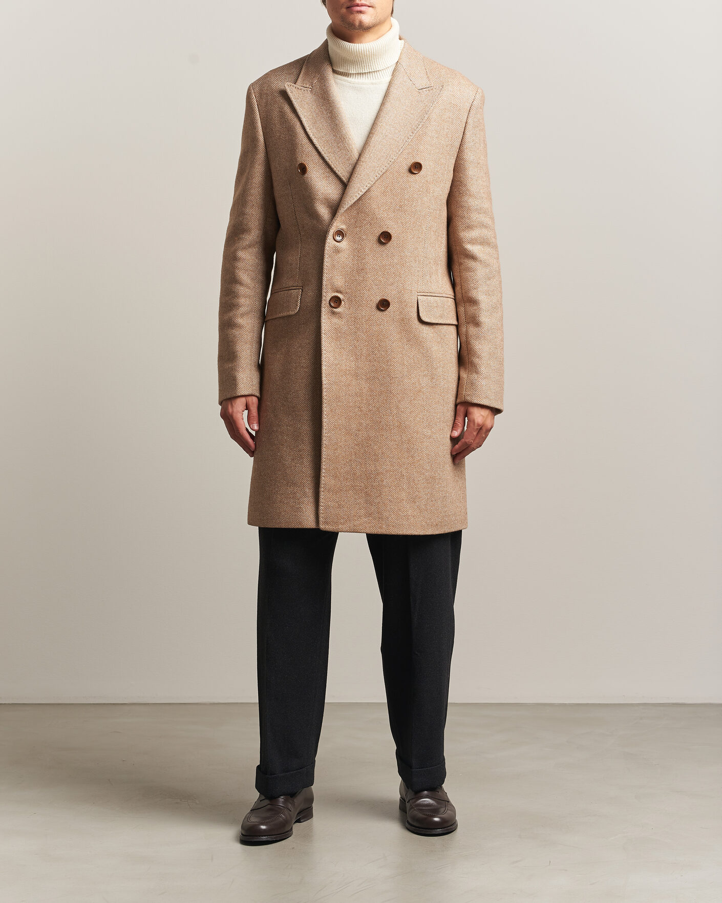 Heren | Jassen | Morris | Herringbone DB Coat Camel