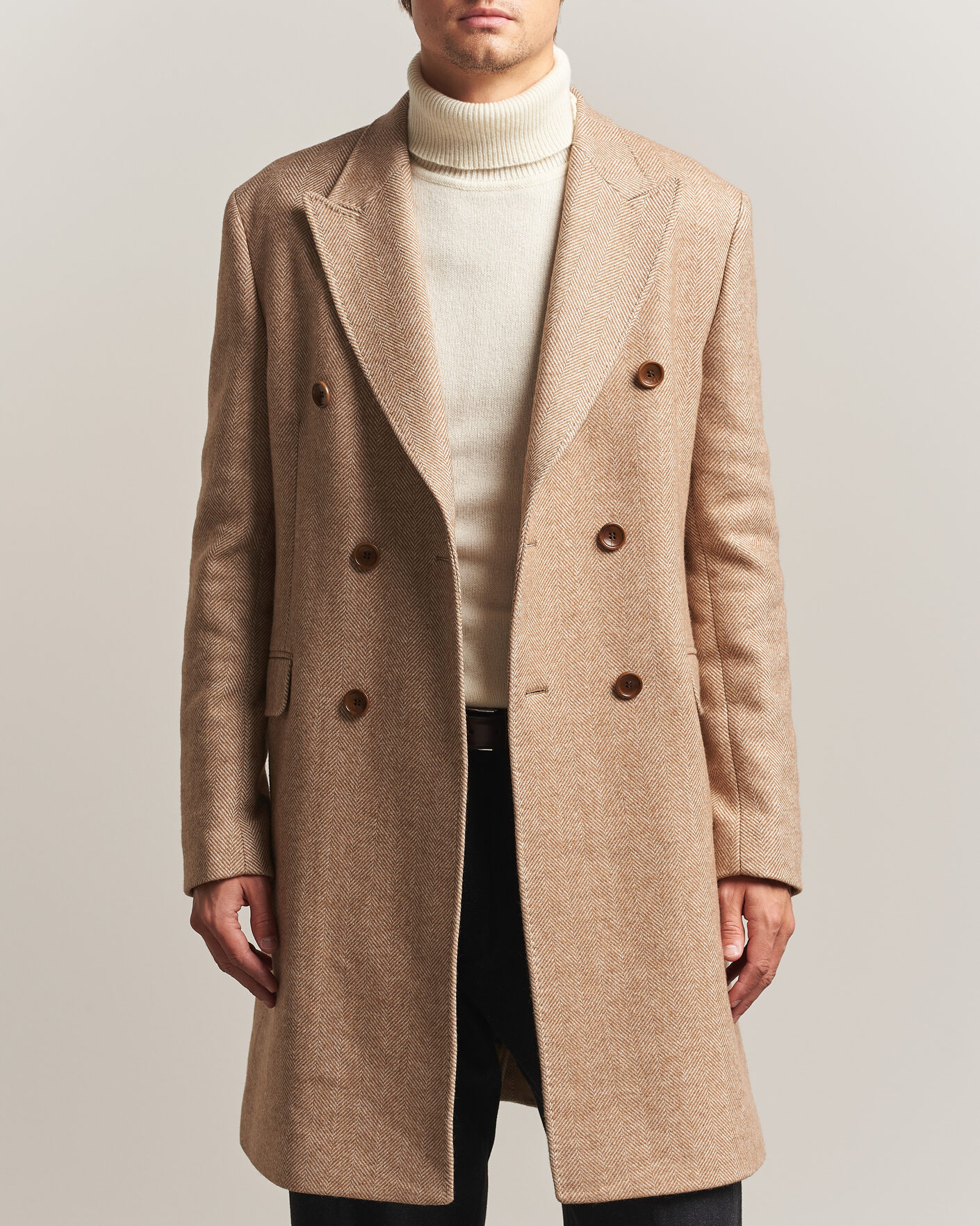 Heren | Jassen | Morris | Herringbone DB Coat Camel