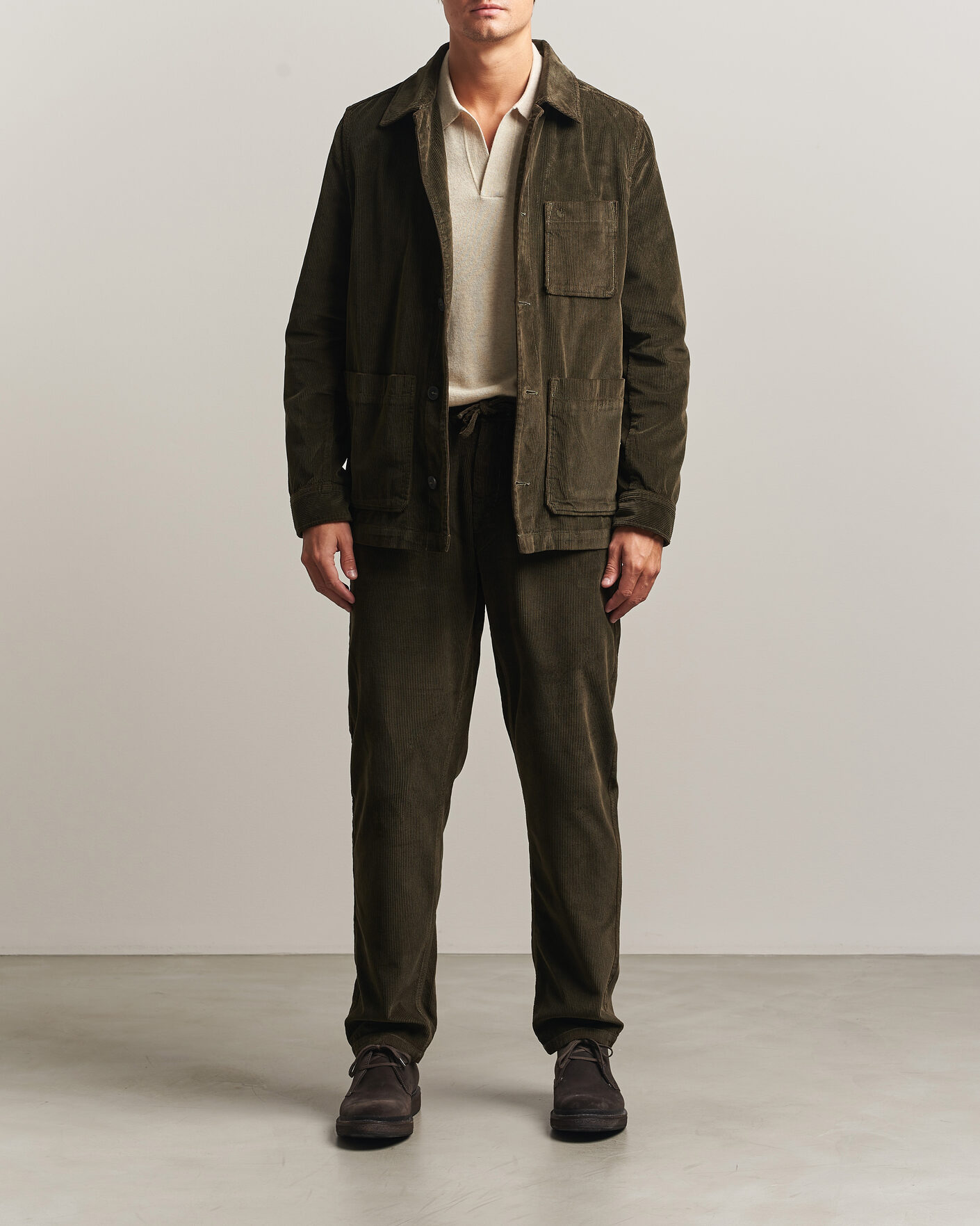 Heren | Overhemden | Morris | Fenix Cord Shirt Jacket Olive