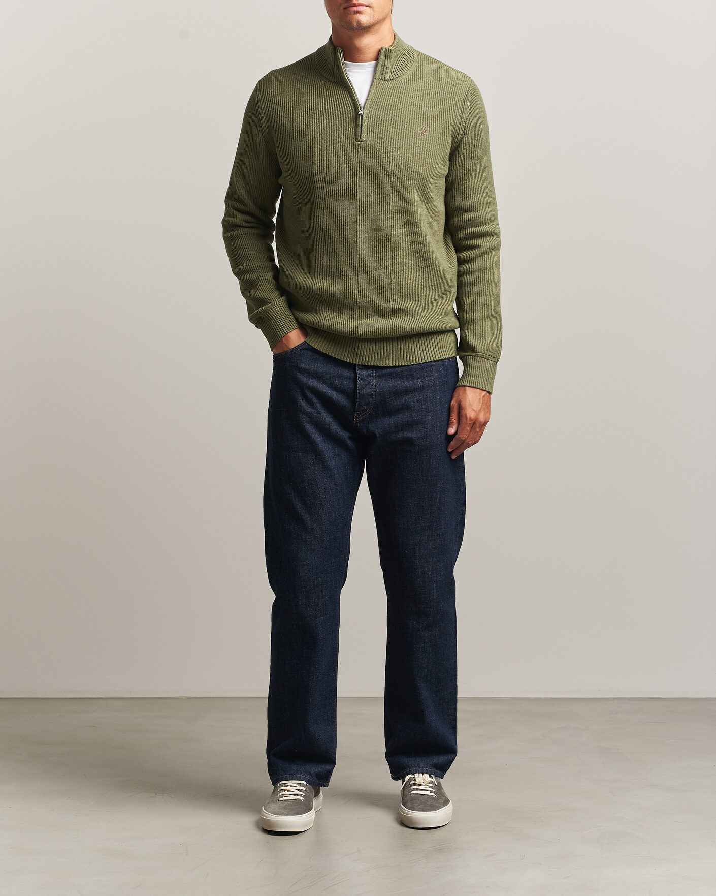 Heren | Truien | Morris | Colin Half Zip Olive