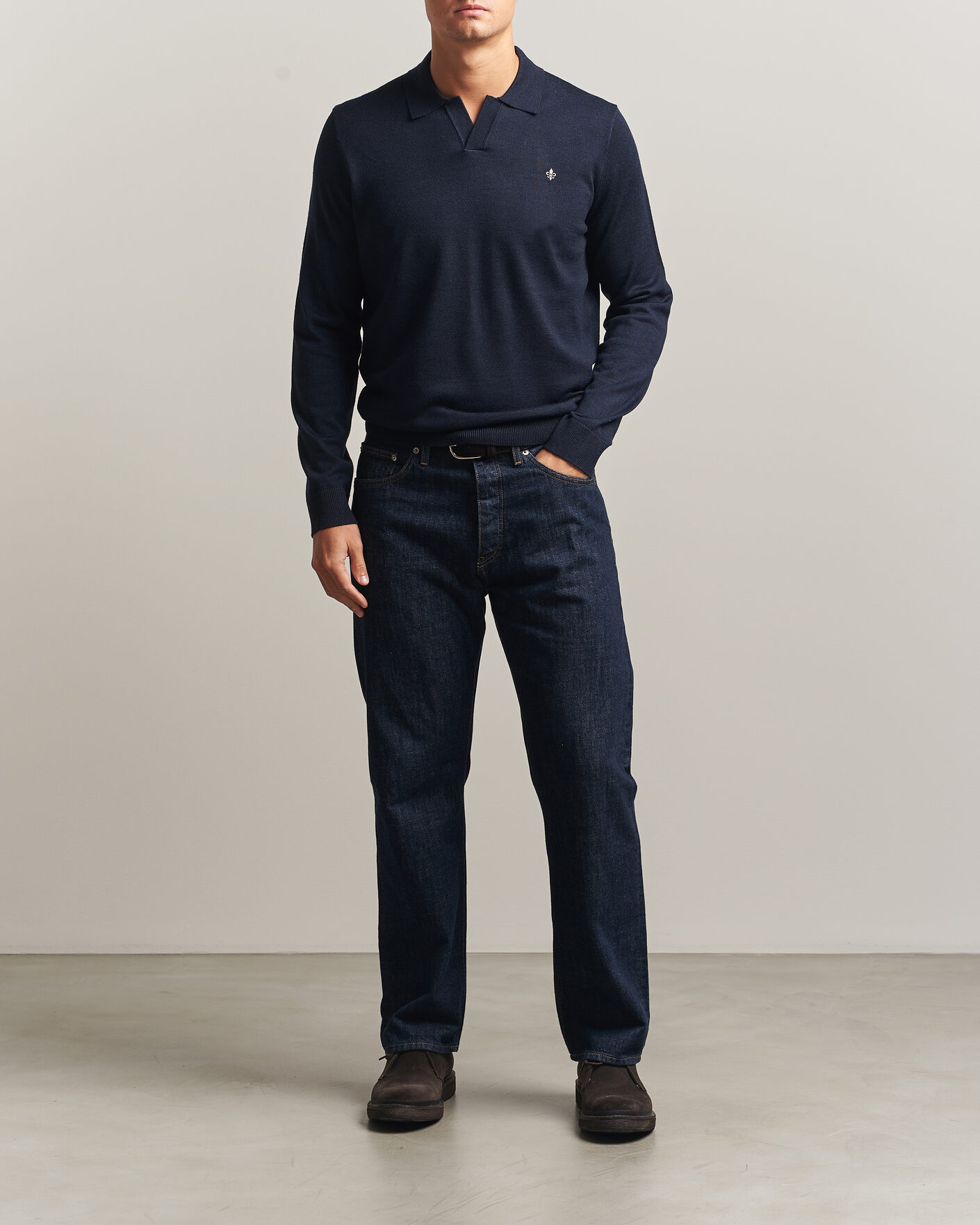 Heren | Truien | Morris | Merino Resort Polo Navy