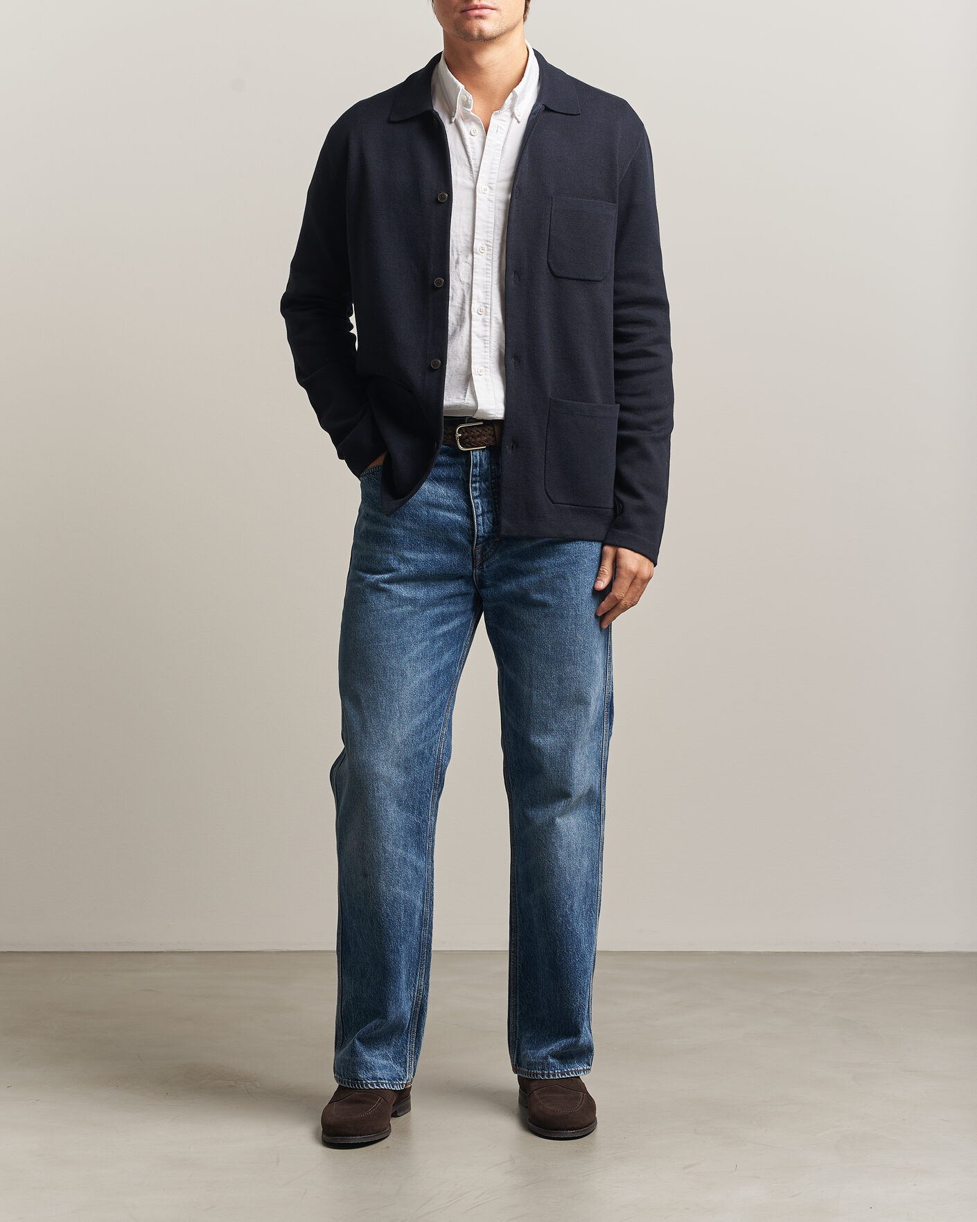 Heren | Truien | Morris | Dudley Knitted Overshirt Navy
