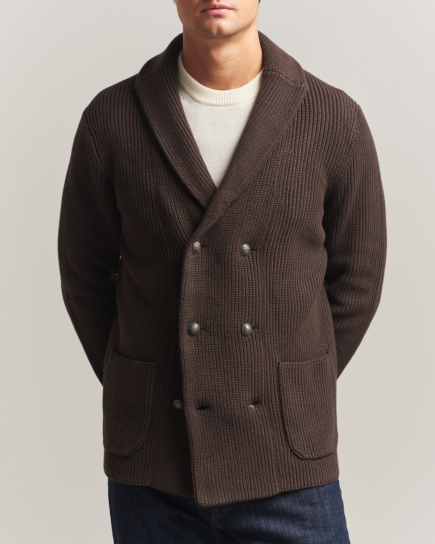 Heren | Truien | Morris | Brayden DB Shawl Cardigan Brown
