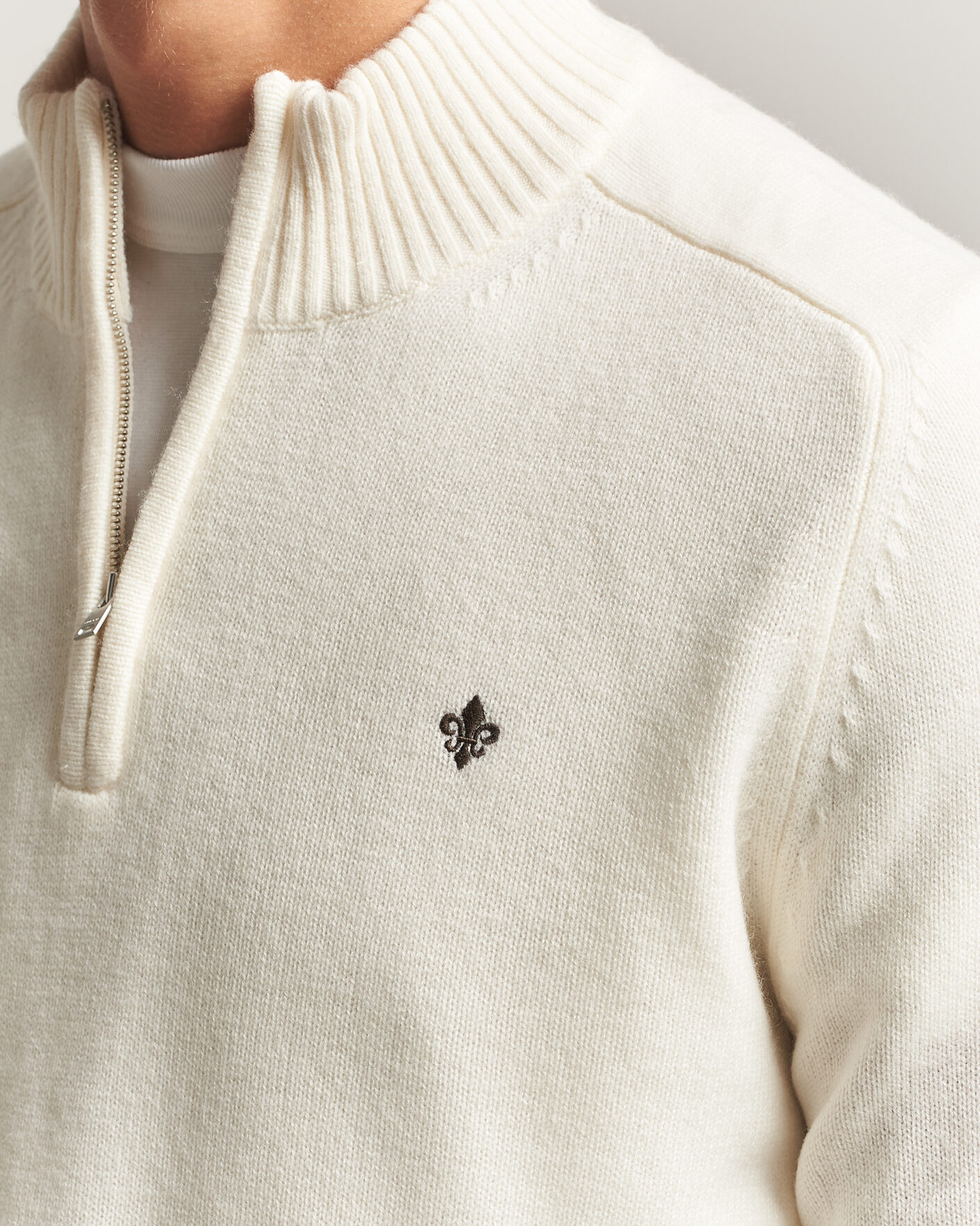 Heren | Truien | Morris | Hertford Lambswool Half Zip Off White