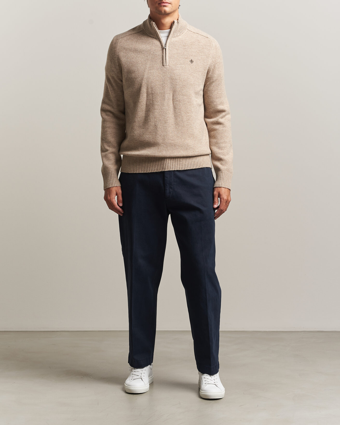 Heren | Truien | Morris | Hertford Lambswool Half Zip Khaki