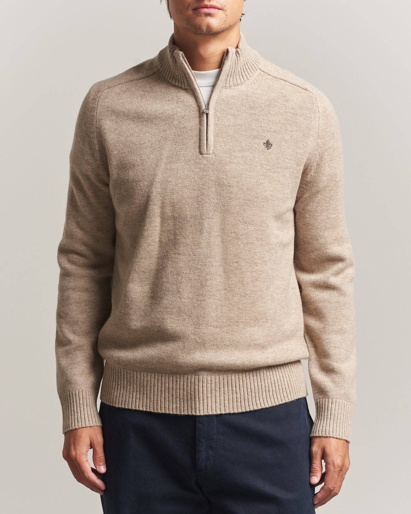Heren | Truien | Morris | Hertford Lambswool Half Zip Khaki