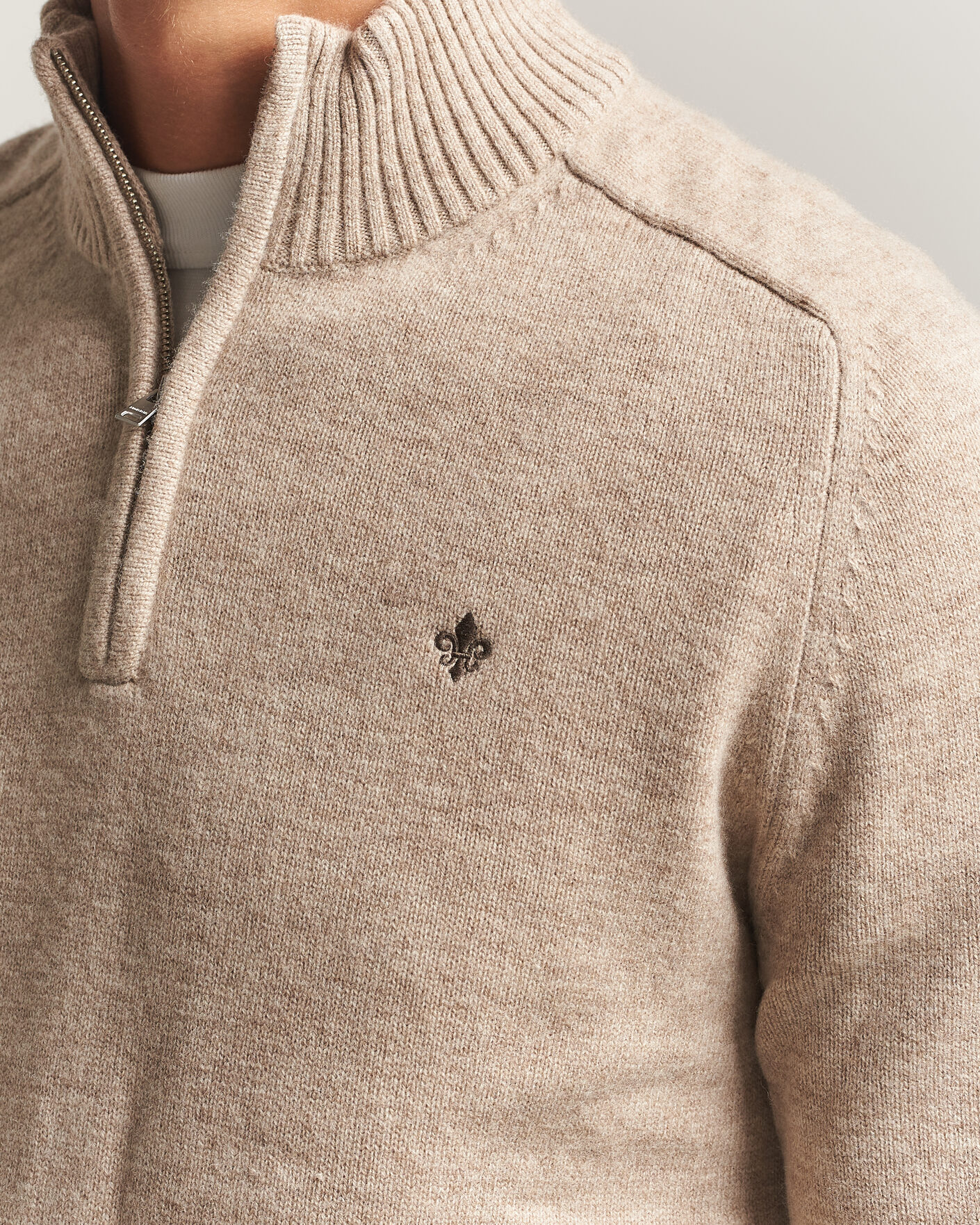 Heren | Truien | Morris | Hertford Lambswool Half Zip Khaki