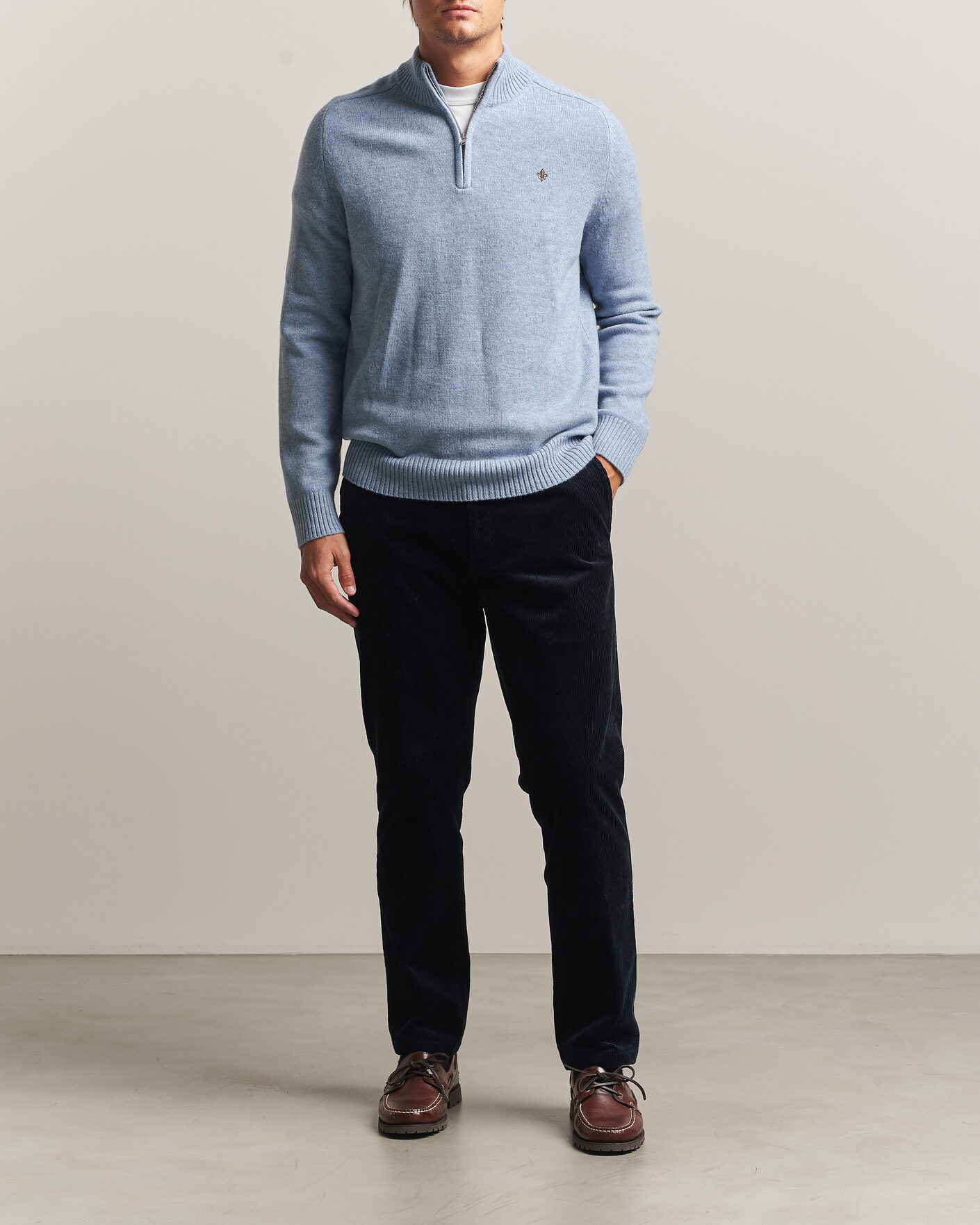 Heren | Truien | Morris | Hertford Lambswool Half Zip Blue