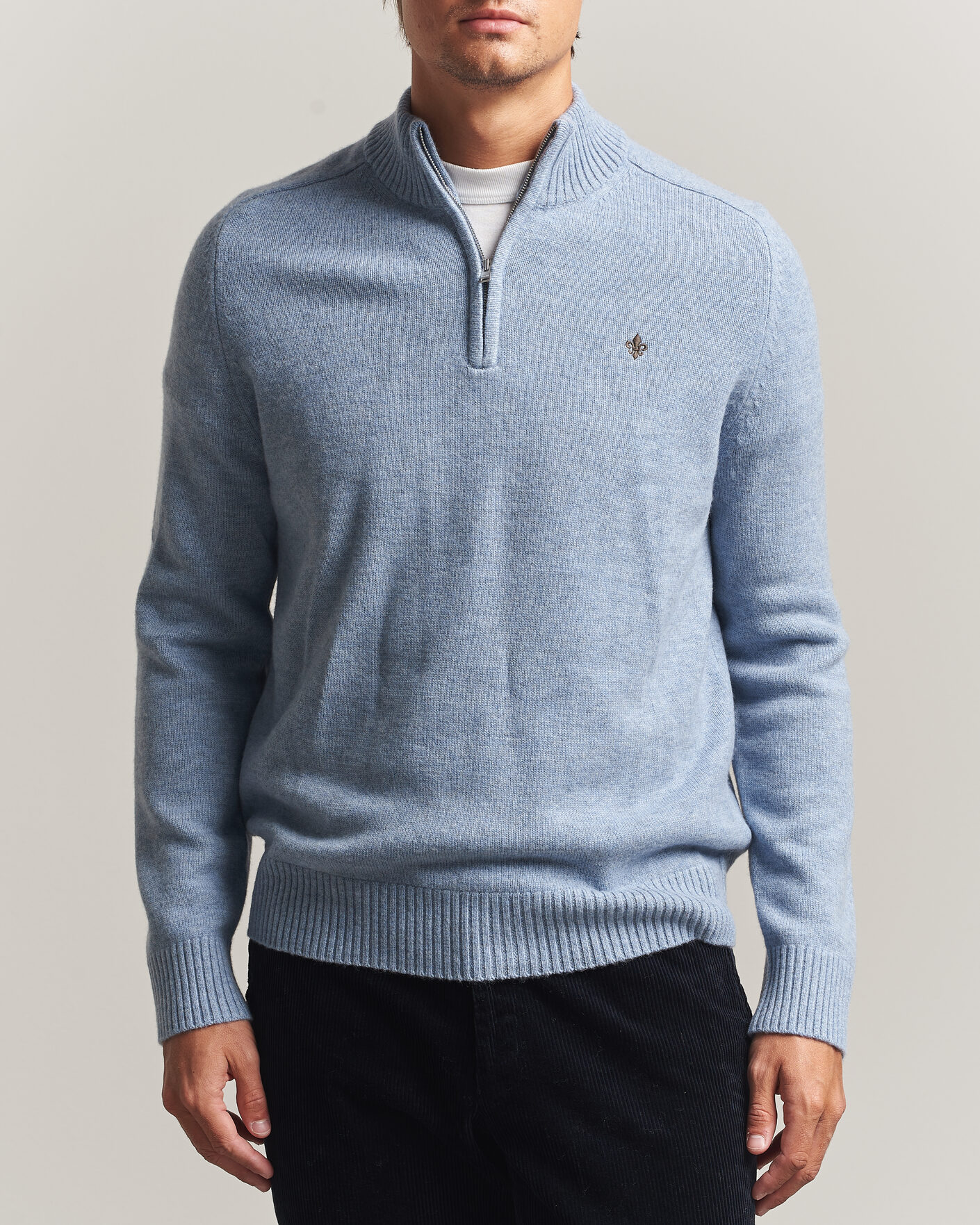 Heren | Truien | Morris | Hertford Lambswool Half Zip Blue