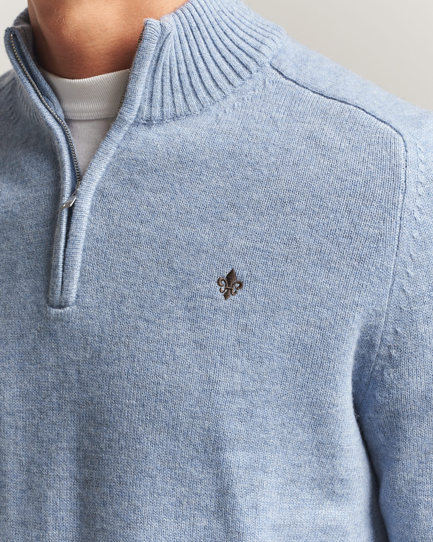 Heren | Truien | Morris | Hertford Lambswool Half Zip Blue