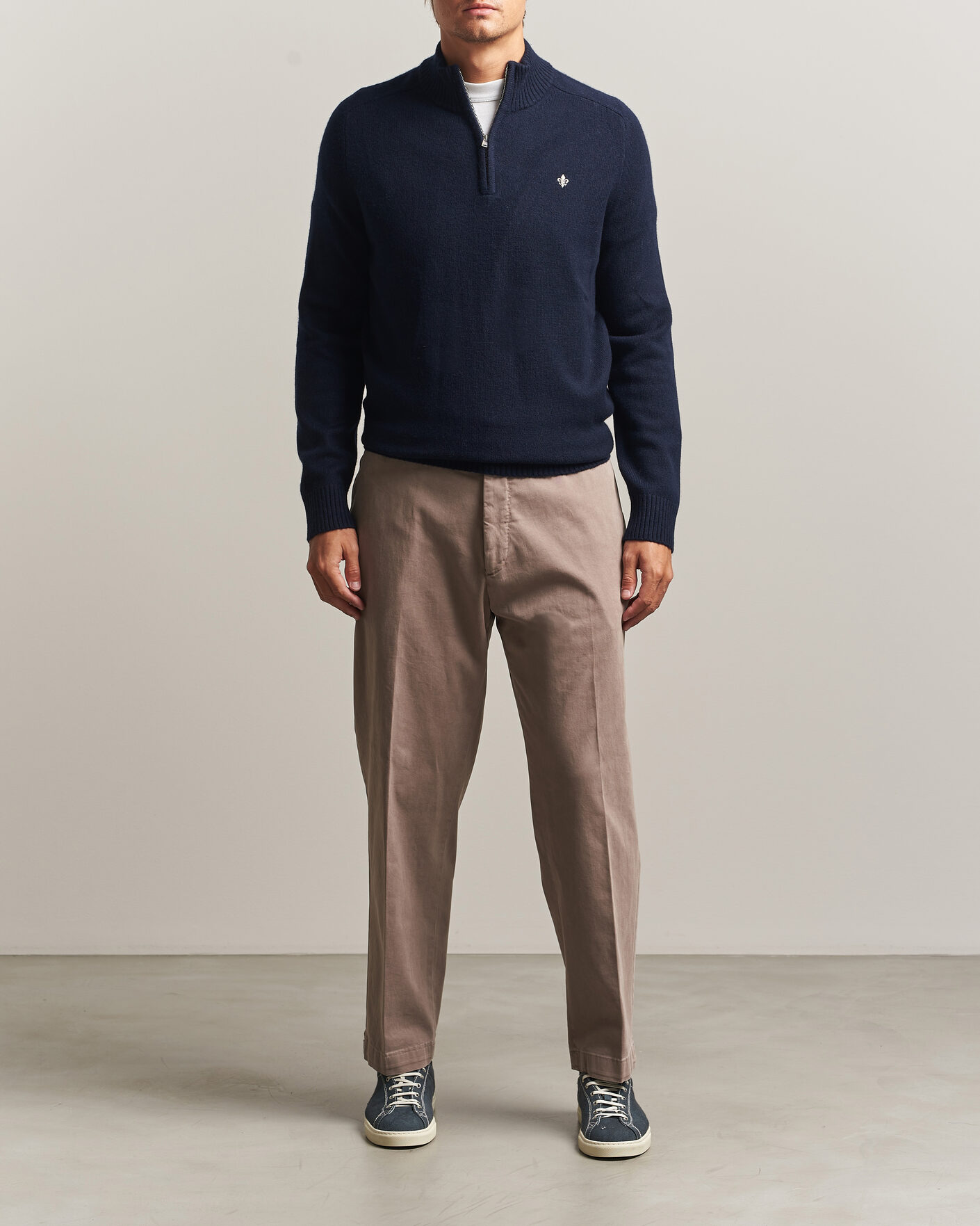 Heren | Truien | Morris | Hertford Lambswool Half Zip Navy