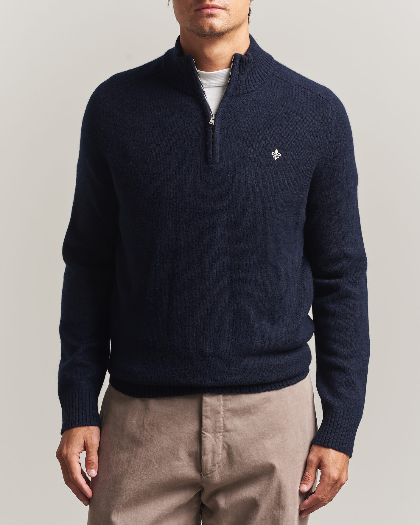 Heren | Truien | Morris | Hertford Lambswool Half Zip Navy