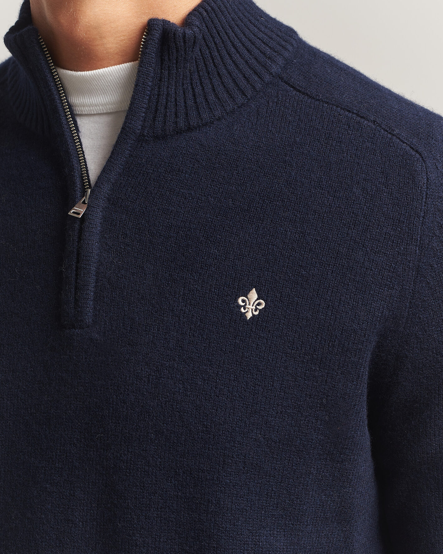 Heren | Truien | Morris | Hertford Lambswool Half Zip Navy