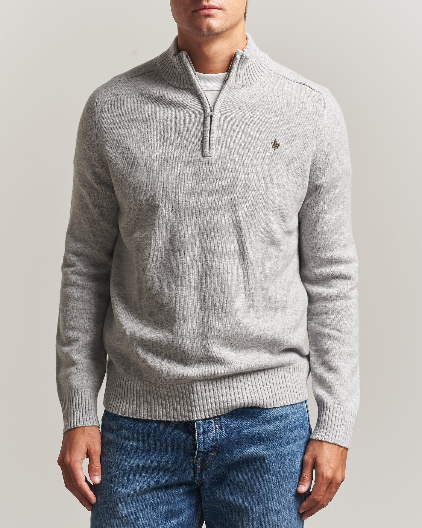 Heren | Truien | Morris | Hertford Lambswool Half Zip Grey